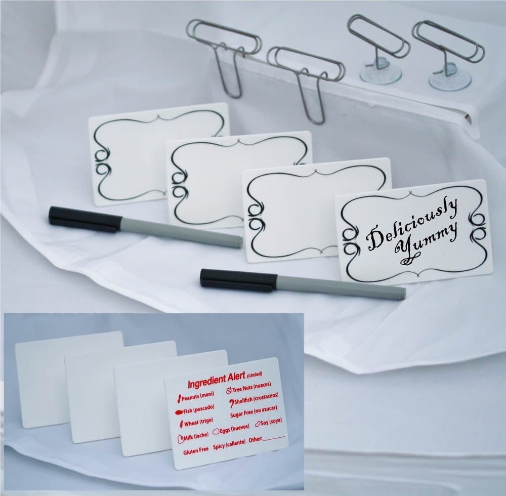 "Attachable & Durable", Place Cards & Buffet Labels (set of 4)"Stand Out on any Serving Table"