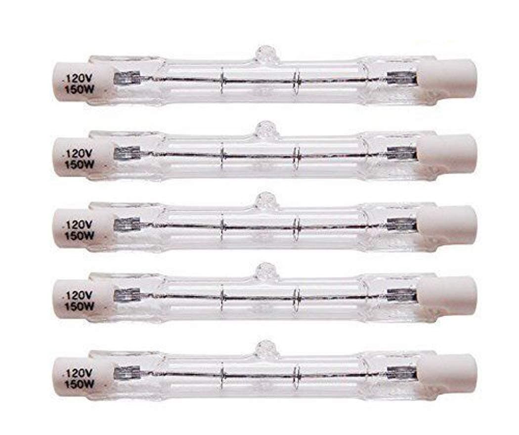CTKcom 150-Watt 3.1-Inch T3 Halogen Light Bulbs(5 Pack) - J Type 78mm Double Ended 120 Volts 150 Watt T3 Halogen Bulb R7S Double Ended Filament Flood Lights Quartz Tube Lamps,5 Pack
