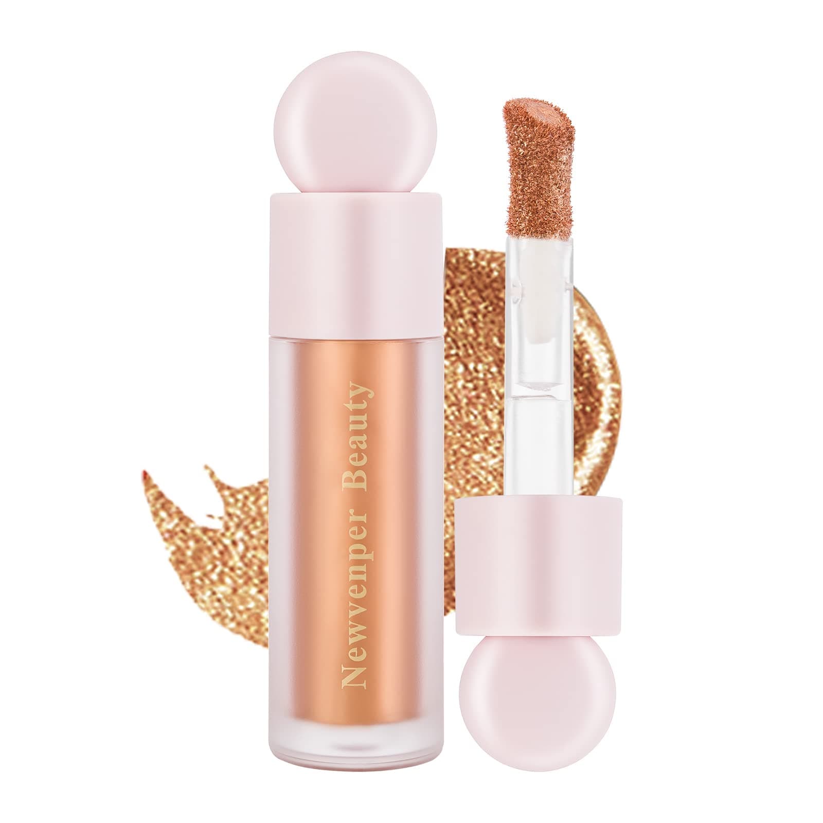 Highlighter with Face Brush Liquid Highlighter Luminizer with Shimmer Finish Long Lasting Smooth Lightweight Highlighter Smudge Proof, Natural-Looking Waterproof Face Illuminator#06