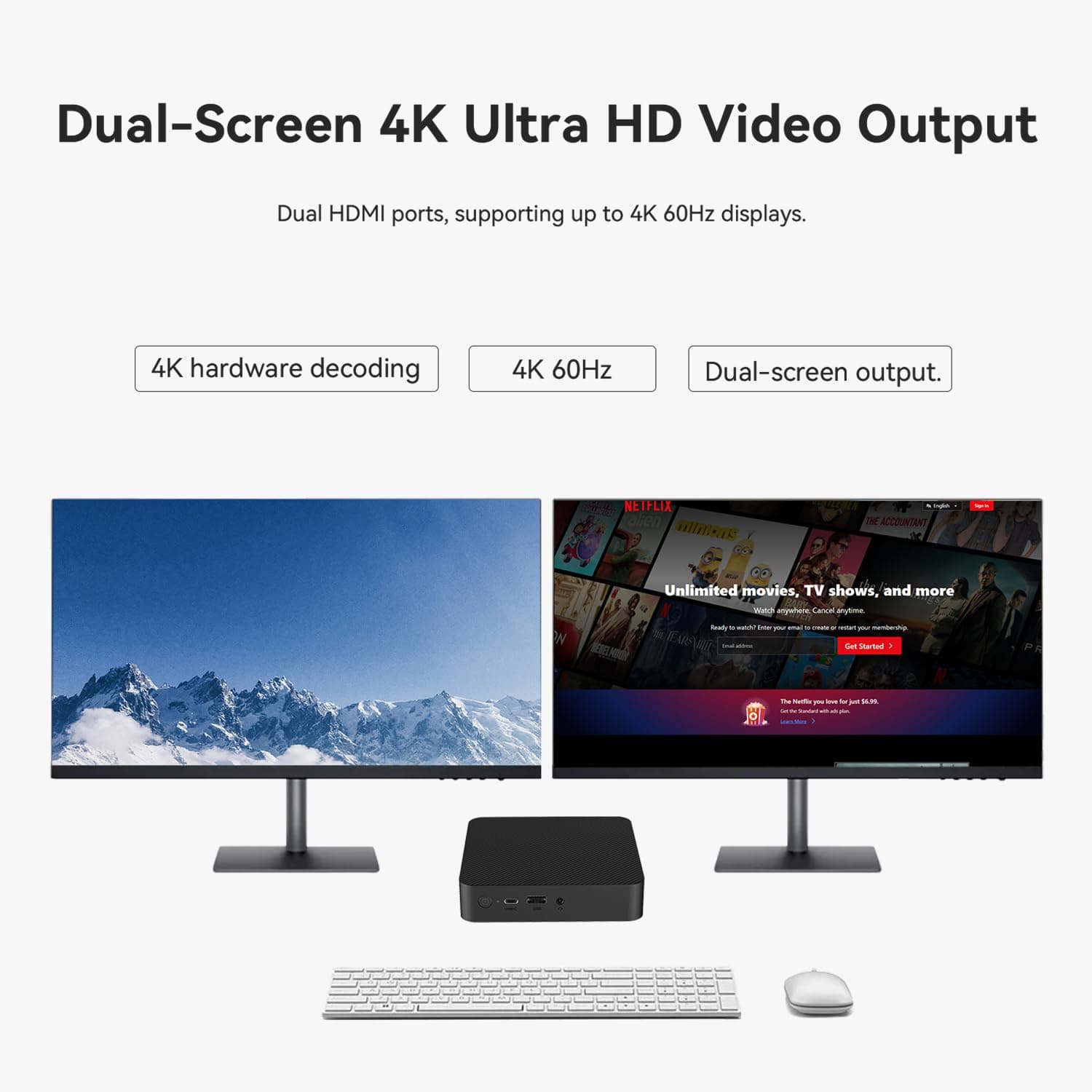 TRIGKEY Key mini N100 Mini PC, Intel Alder Lake N100 (4C/4T, Up to 3.4Hz) 16G DDR5 4800MHz M.2 2280 500G SSD Mini Computers, Intel N100 Mini PC Support Dual Display 2*HDMI/2.5G LAN/WiFi-6/BT5.2