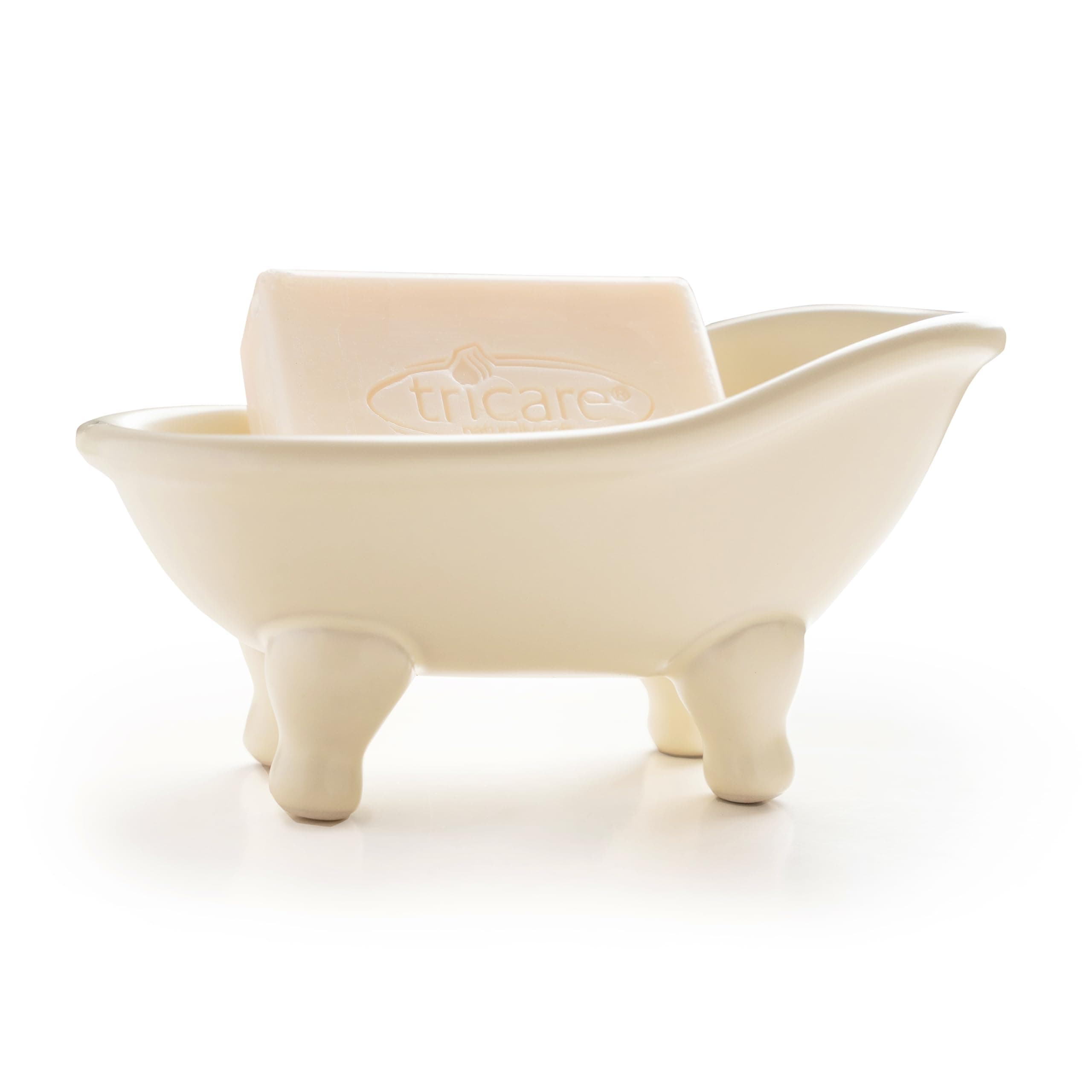 5.6" Ceramic Mini Bathtub Soap Dish Decortative Clawfoot Bathroom Soap Dish (Crème)