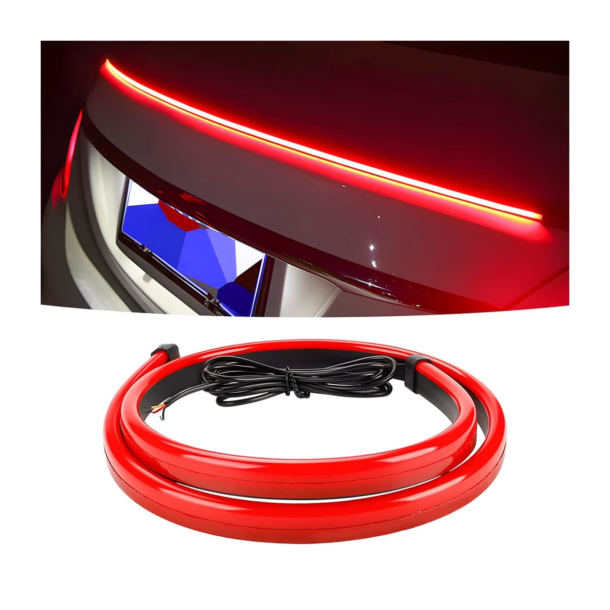 Car LED Brake LED Strip Light, 35inch Universal Red Third Car Brake Light Strip, 144LED DC12V High Mount Stop Brake Light Bar, Rear Window Warning Signal Light for Vehicles Trucks Cars