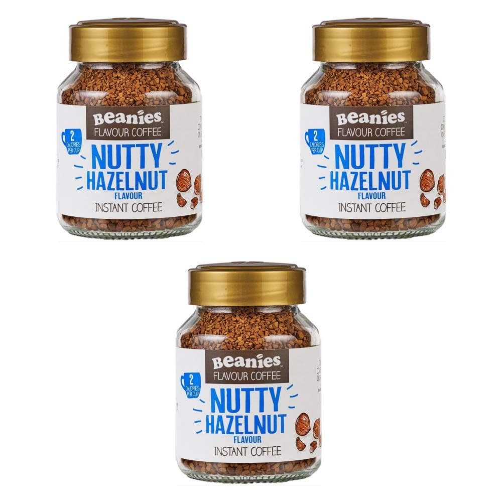 Beanies Nutty Hazelnut Flavour Instant Coffee 50g, 3 Pack