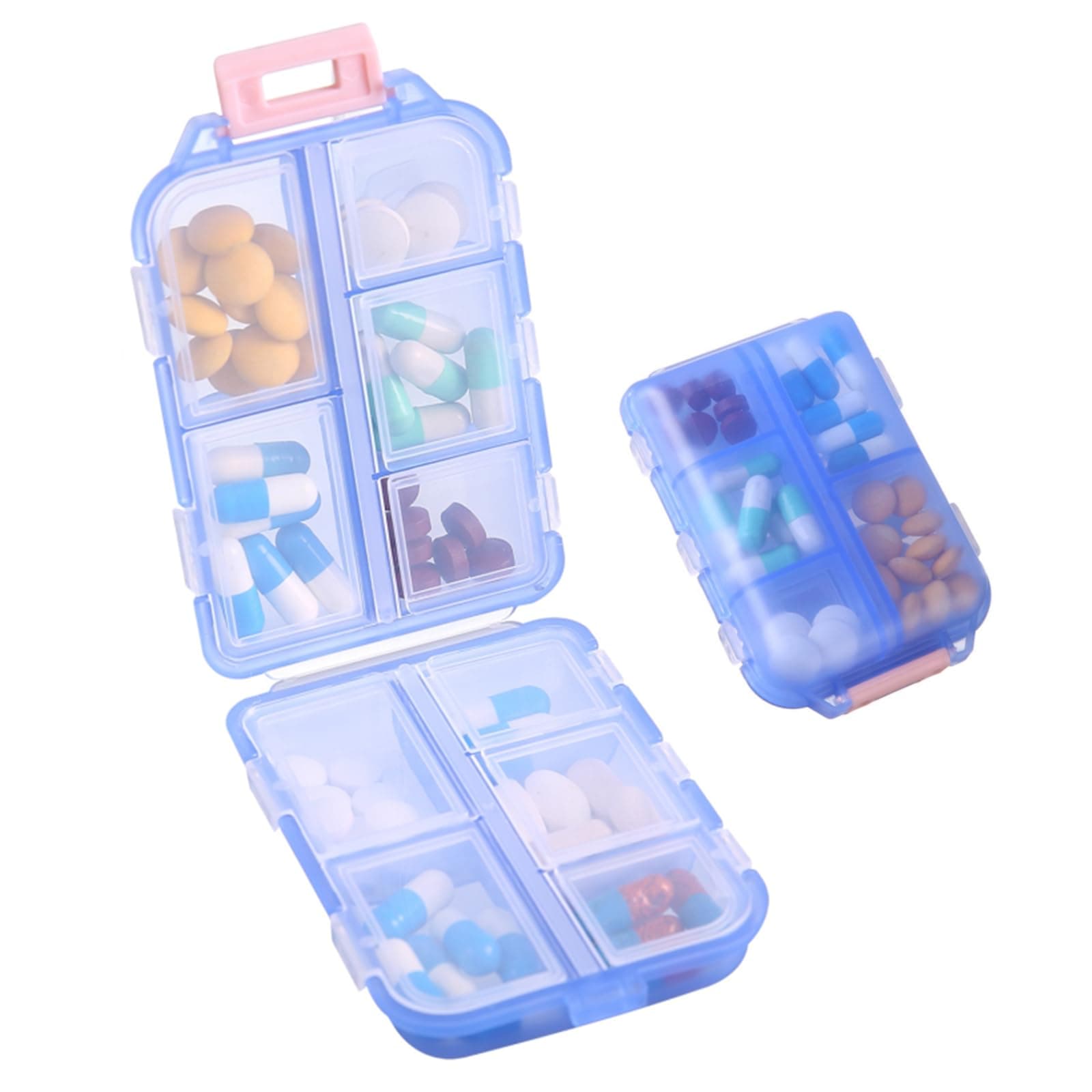 1Pack Travel Pill Organizer - 10 Compartments Pill Case, Compact and Portable Pill Box, Perfect for On-The-Go Storage, Pill Holder for Purse Blue