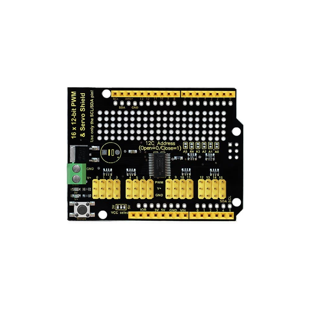 16-Channel 12-bit Servo Motor Driver Board I2C Interface for Arduino R3 Controller