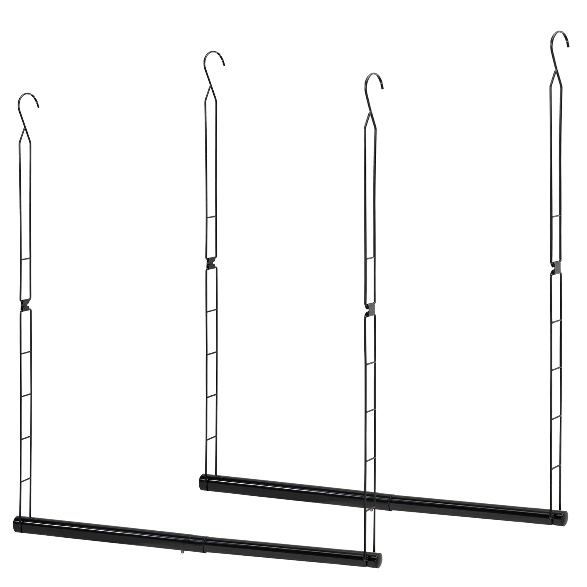 STORAGE MANIAC Hanging Closet Rod, Adjustable Width and Height Closet Hanging Organizer, Space-Saving Clothes Hanging Bar, Closet Extender Hanging Rod Double Closet Hanging Rod, 2 Pack Black