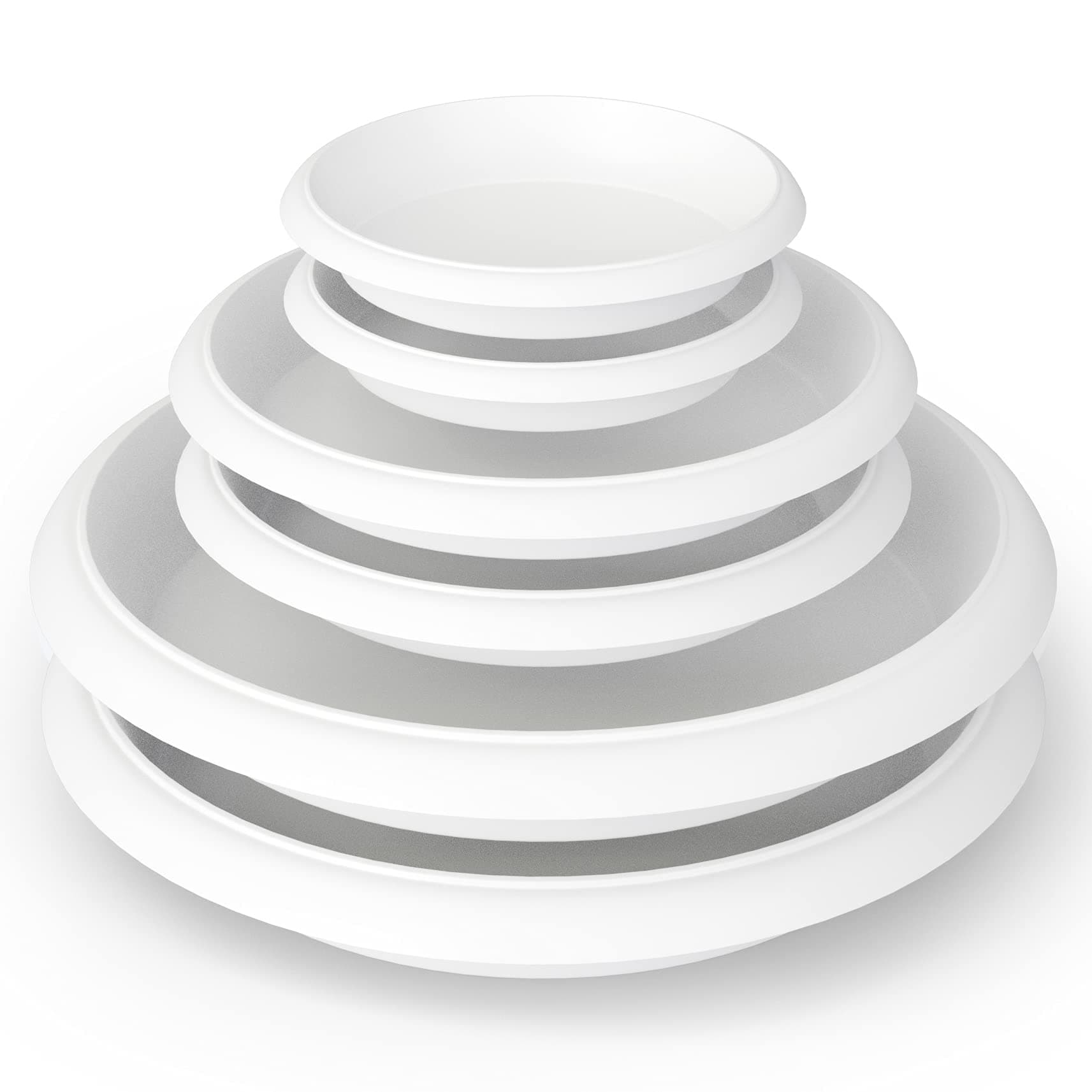 LOOPSEEDPlant Saucer 6 Pack Drip Trays Planter Pot Base Heavy Duty Plastic Drainage Tray for Indoor Houseplants Outdoor Garden 6 inch 9 inch 12 inch 3 Sizes 2 Each Round (White)