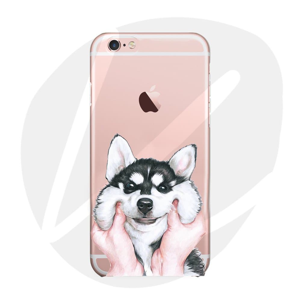 Sleeping bear)Apple iPhone 6/6S Case Cover, Lovely Pet Cute Animal Cartoon Little Dog (Husky) phone Case Cover,Slim,Shock-Absorption Bumper,Anti-Scratch TPU Soft Case Cover, with Lanyard-Husky