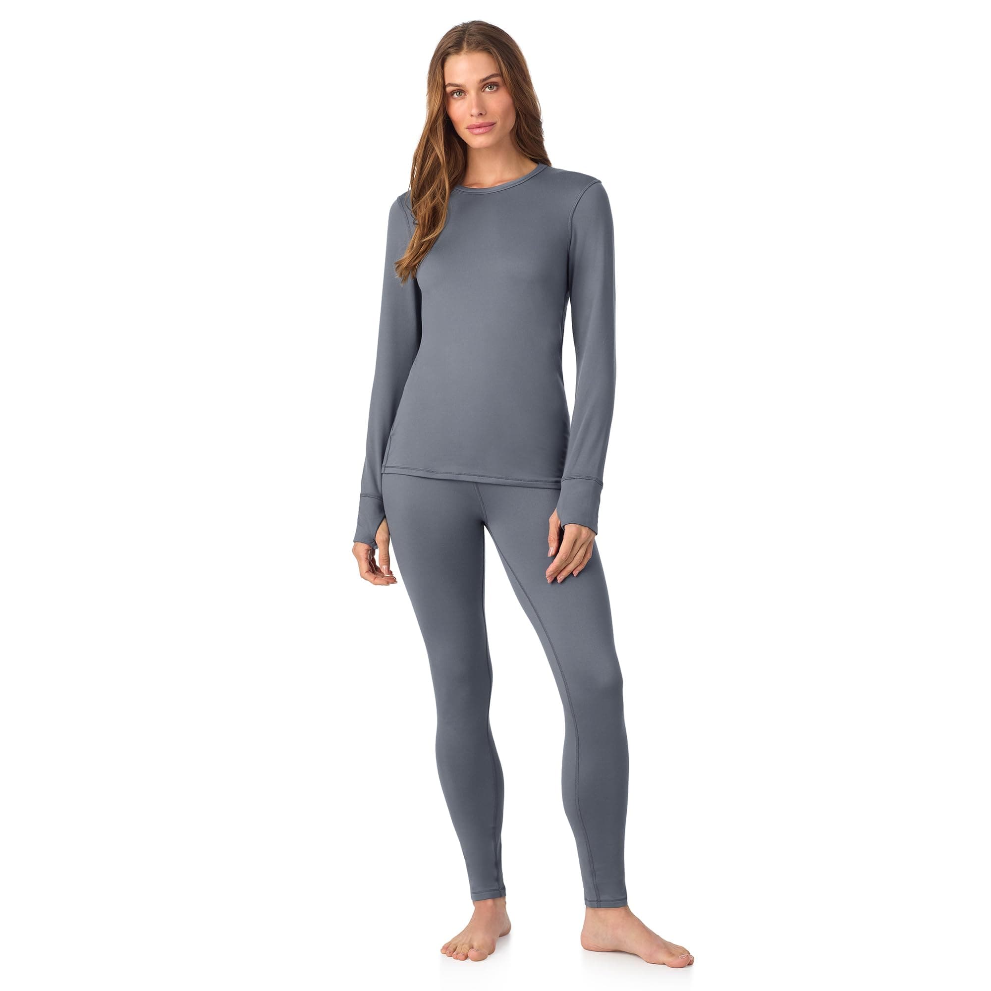 Womens Heavyweight Cold Weather Fleece Lined Thermal Set – Long Sleeve Top & Leggings - Winter Lounge Sets