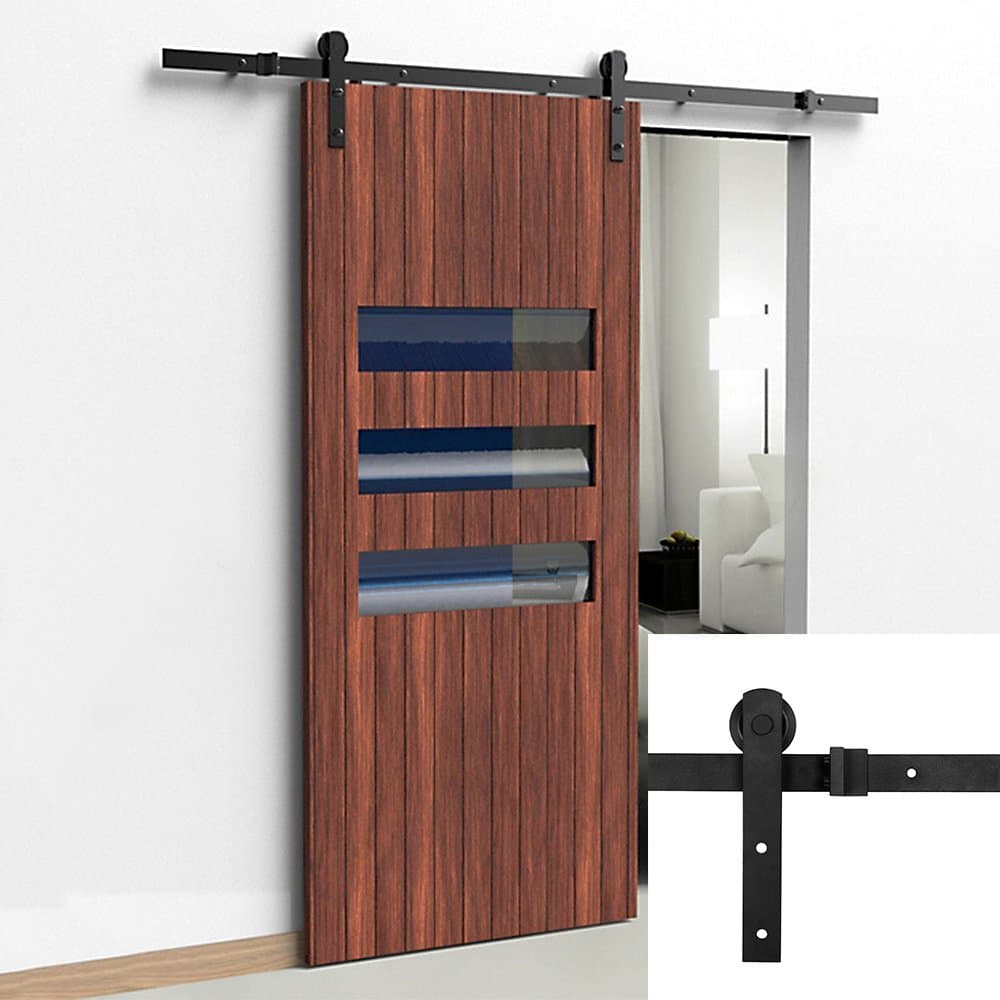 U-MAX 6 FT Sliding Barn Door Hardware Kit Heavy Duty Sturdy, Smoothly and Quietly -Easy to Install - Fit 36"-40" Wide Door Panel (I Shape Hanger)