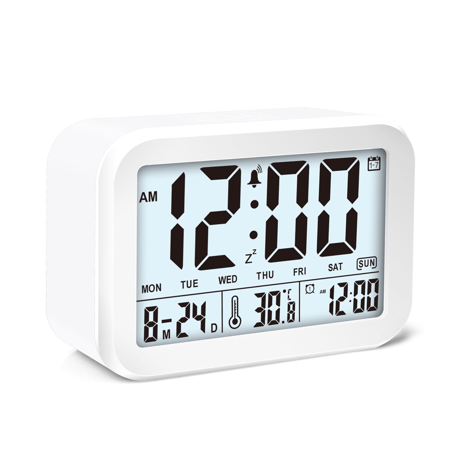 Honway Alarm Clock, LED Light Alarm Clock Battery Powered Smart Talking Alarm Clock with Time Temperature Date Calendar Snooze Function