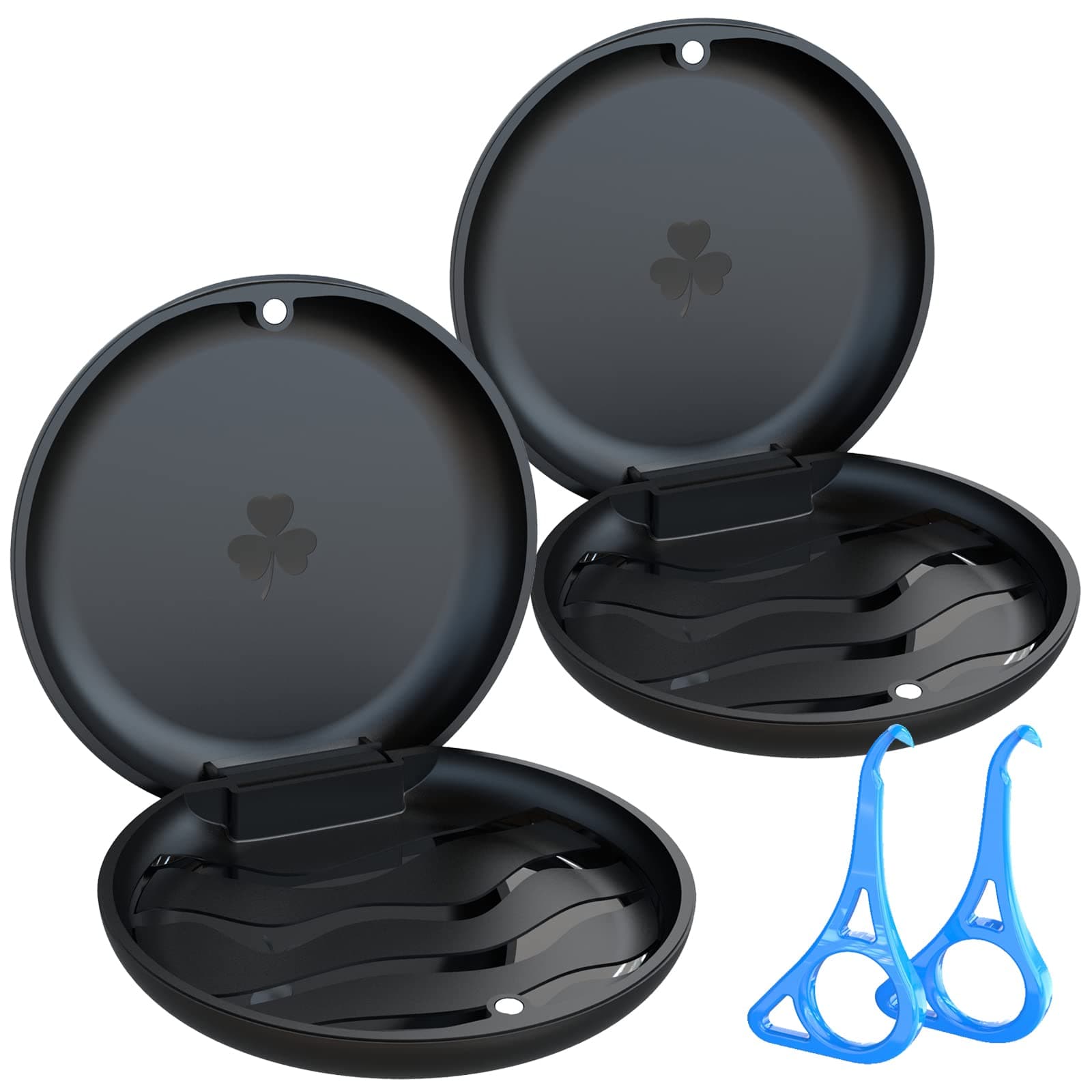 BVN 2 Pcs Denture Box with 2 Pcs Aligner Removal Tool, Black