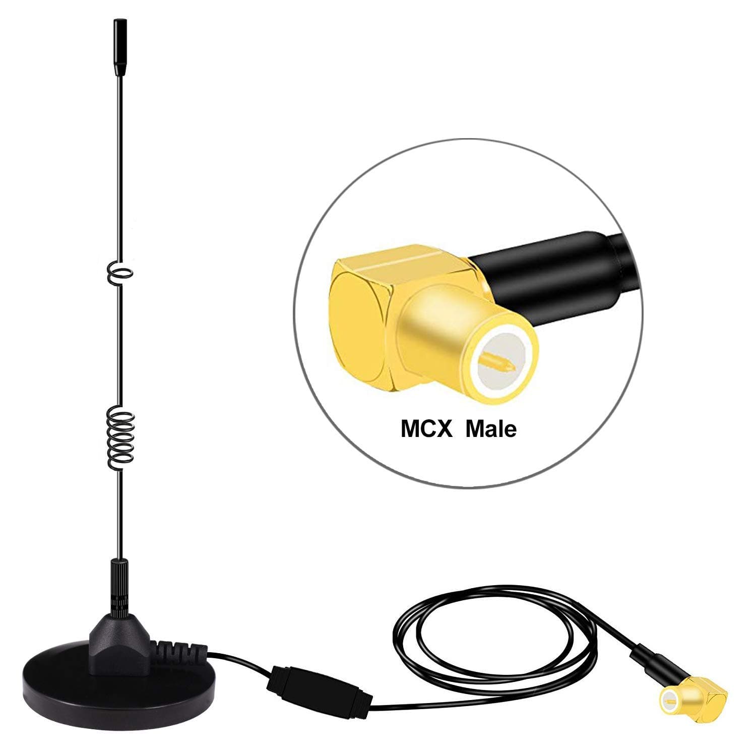 Improved DAB Aerial, Esuper Universal Active DAB Antenna With MCX Connector + Powerful Magnetic Base + 3M Cable for Digital DAB Car Radio Adapter - Suit for Installing Indoor/Outdoor/Roof Mount