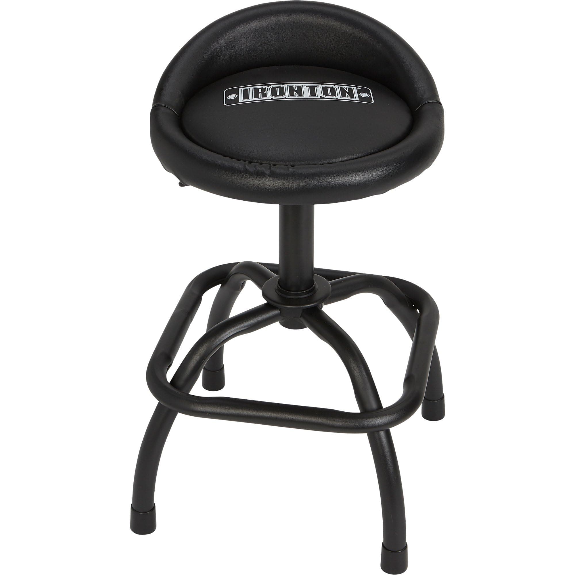 Ironton Oversized Adjustable Swivel Shop Stool with Backrest - Steel, 300-Lb. Capacity, 27 1/2 to 32in. Seat Height