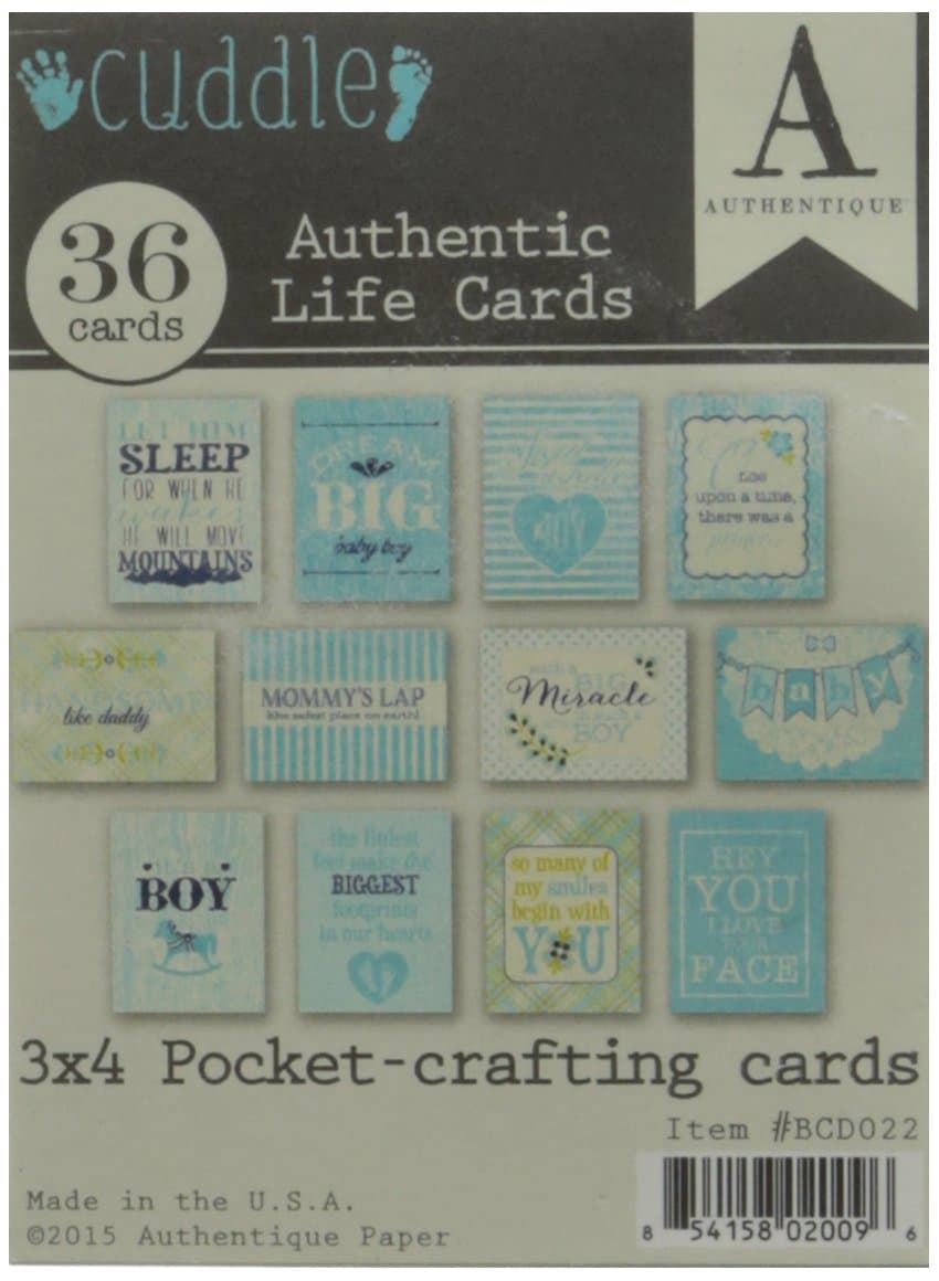 Authentique Paper BCD022 Cuddle Boy Authentic Life Pocket Crafting & Journaling Cards, 3" x 4", Multicolor