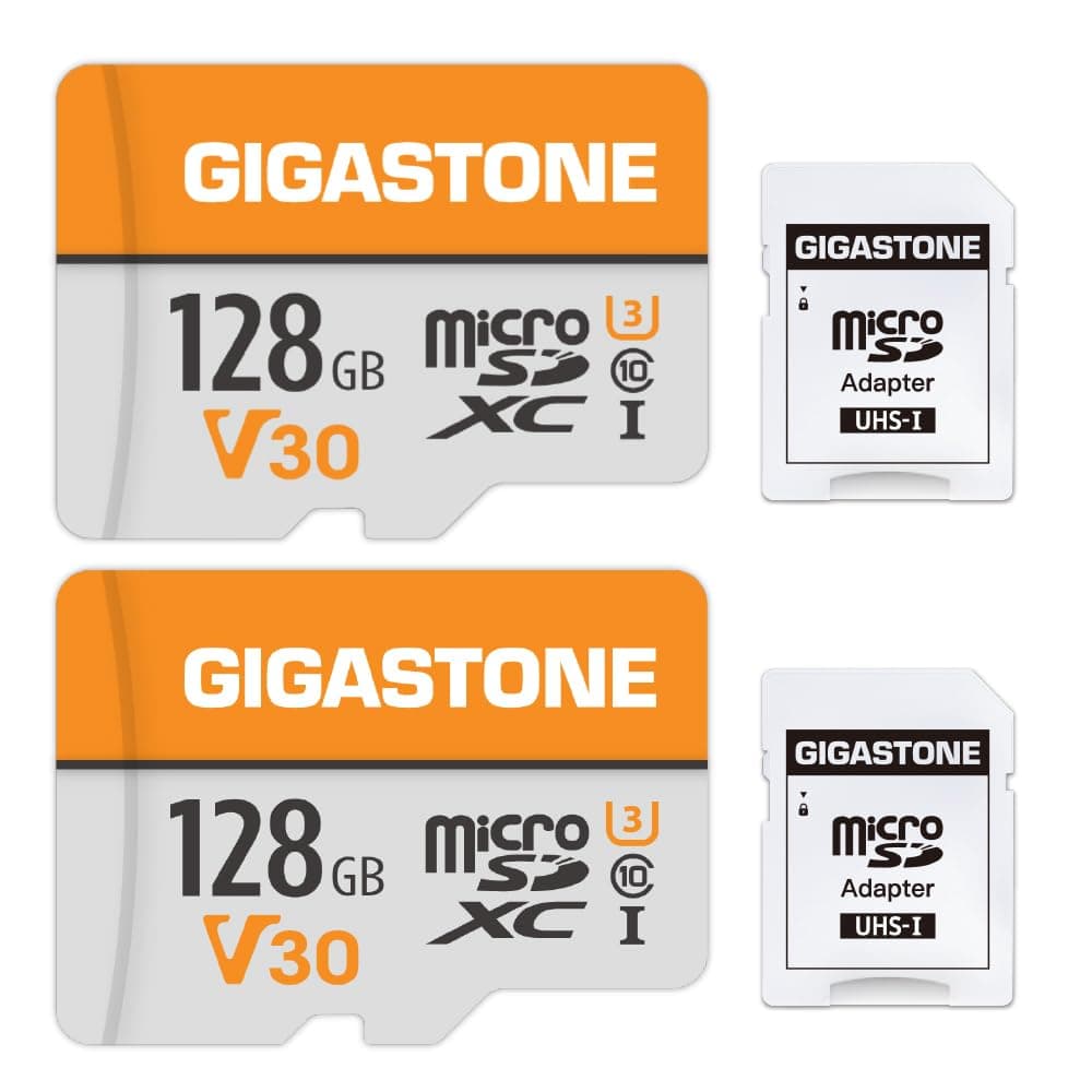 Gigastone بطاقة ذاكرة 128 (2 حزمة) جيجابايت micro SD, A1,SDXC UHS-I ، A1 ، فئة 10 ، مناسبة لـ نينتندو سويتش ، كاميرا أكشن ، الكاميرات المدمجة ، طائرة بدون طيار ، بطاقة SD