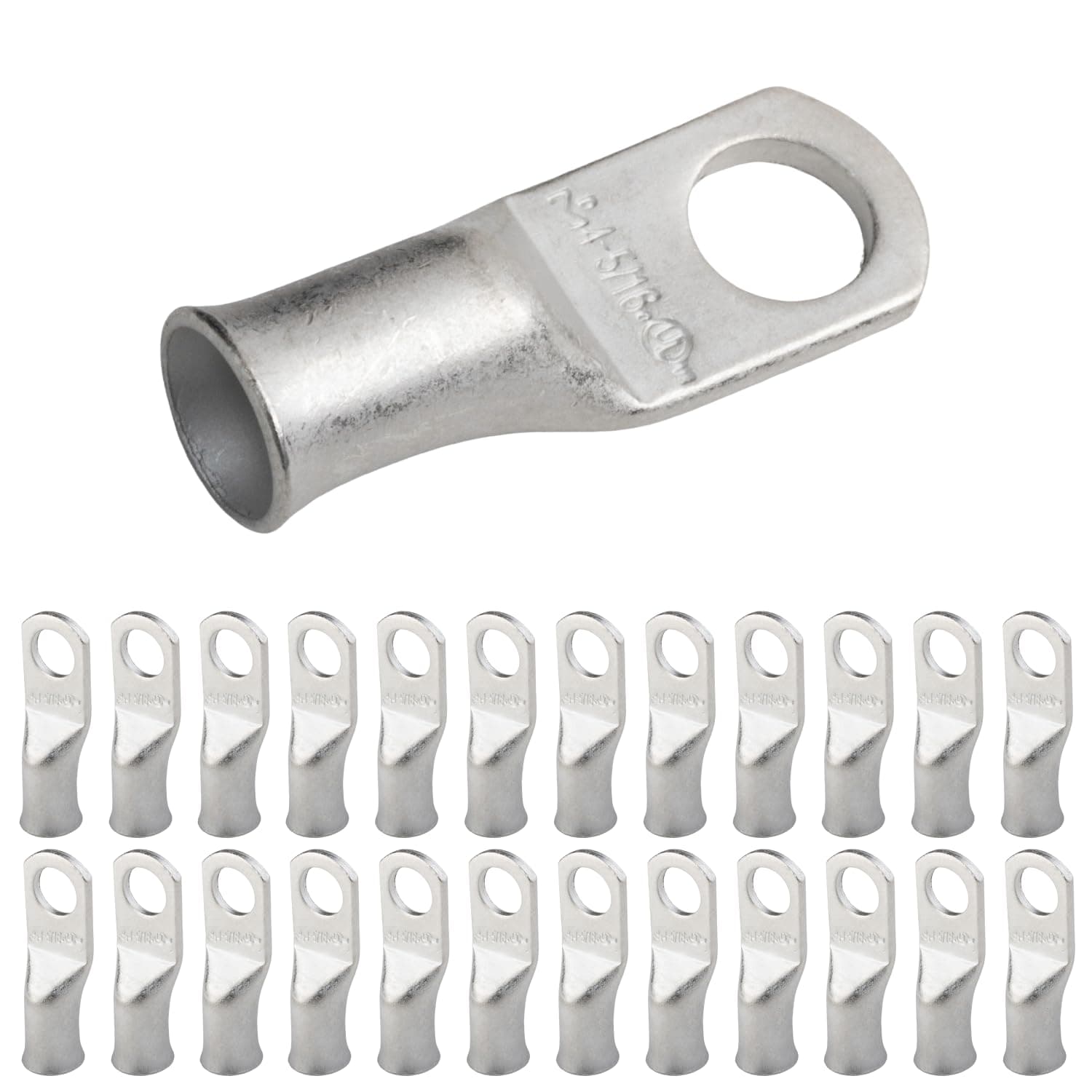 SELTERM 25pcs 4 AWG 5/16" Stud Marine Grade Tinned Copper Battery Cable Lugs, 4 Guage Ring Terminals, UL Wire Lugs Electrical Battery Cable Ends, Tinned Copper Lugs Battery Terminal Connectors
