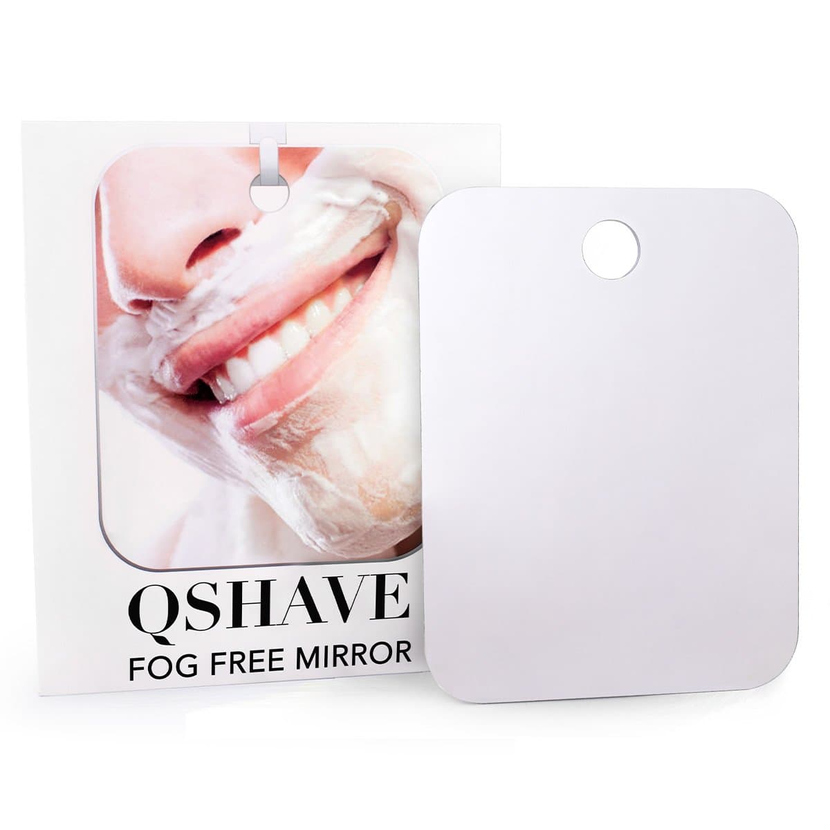 QSHAVEFogless Shower Mirror Large Size with Suction Hook and Adhesive Hook Perfect for Shaving