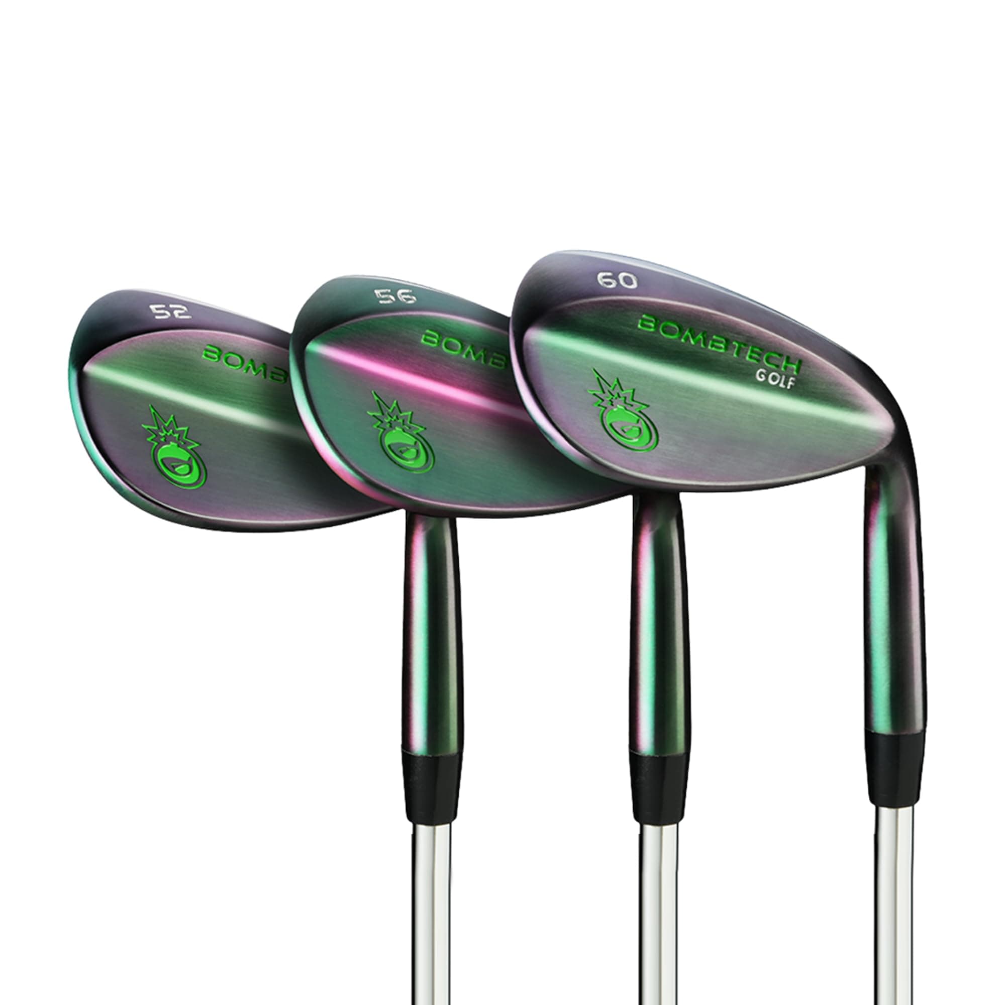 BombTech - Premium Golf Wedge Set - 52, 56, 60 Degrees Golf Wedges - Max Groove for Increased Spin - Black Wedges…