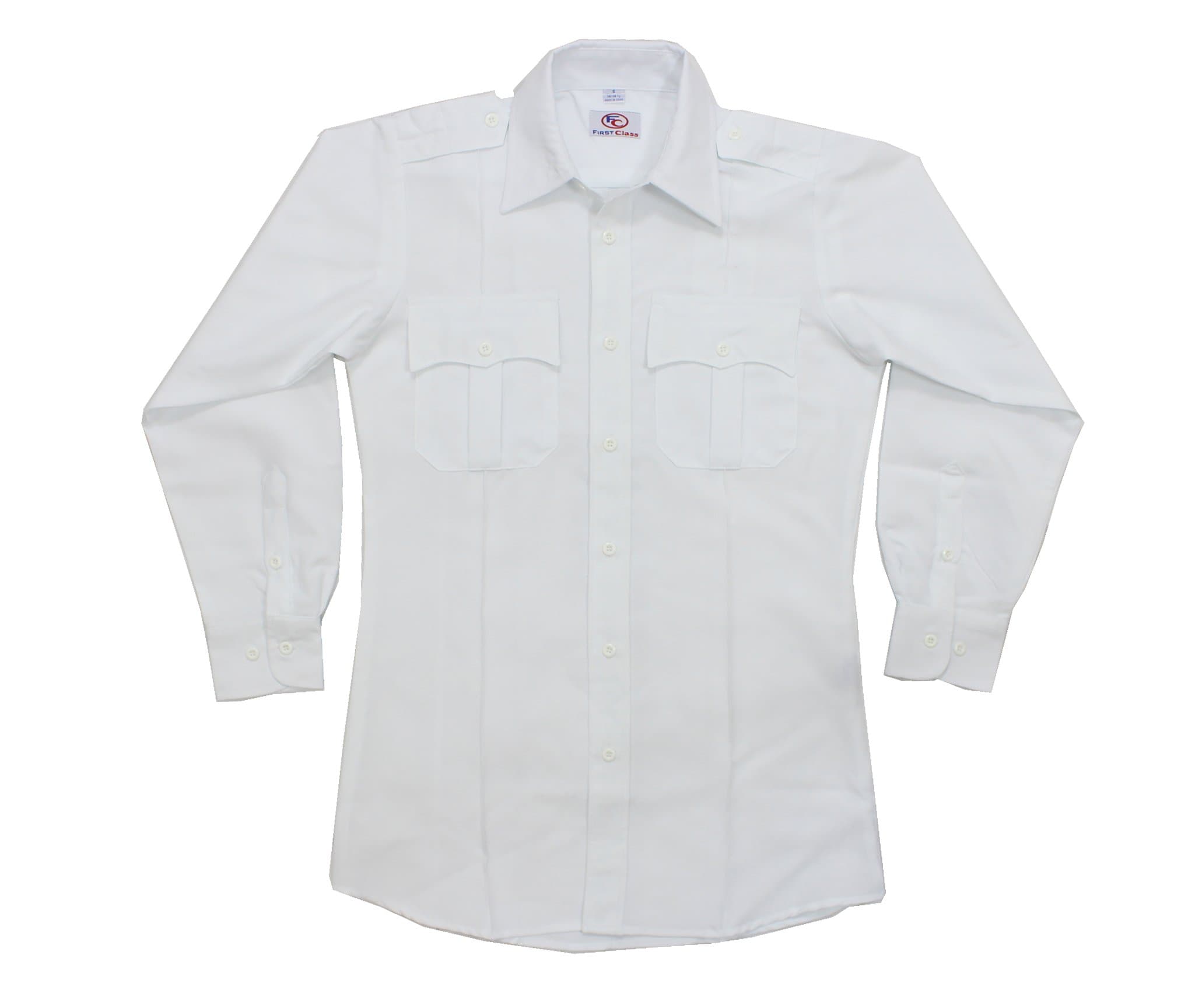First Class 100% Polyester Long Sleeve Men's Uniform Shirt White