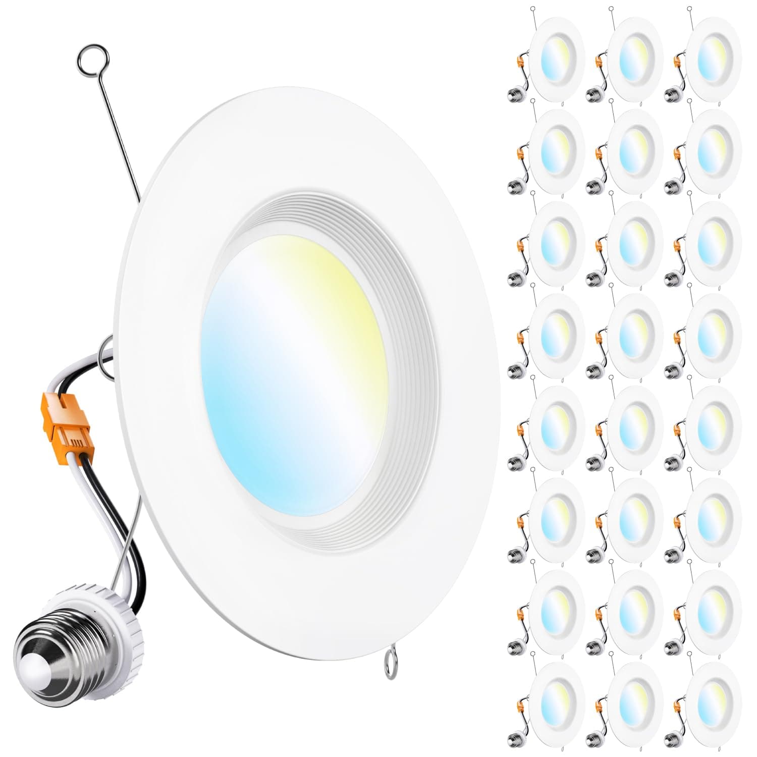 Sunco Lighting - 24 Pack 5/6" LED Can Lights, Retrofit Recessed Lights, 2700K/3000K/3500K/4000K/5000K, Dimmable, 13W=75W, 1050LM, Replacement Conversion Kit, UL