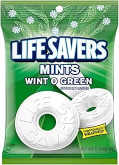 LIFE SAVERS Wint O Green Individually Wrapped Mints, Candy Variety Pack for Snacking, Sharing, Office Parties, and Pantry Stocking, 6.25 oz (12 Hard Candy Bags)