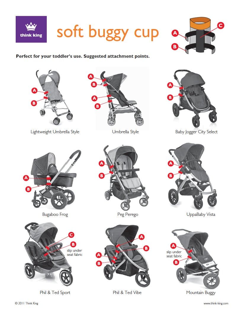 Think King Soft Buggy Pouch for Pram Wheelchair Rollator Walker (Black/Silver)