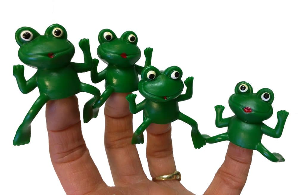 Set of Five Rubber Finger Frog Puppets