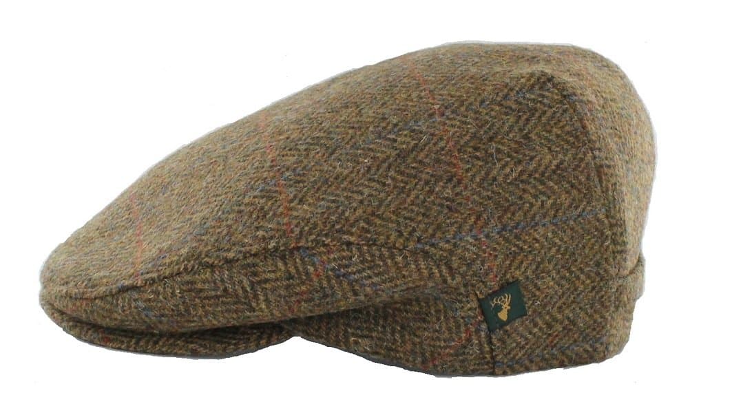 Herringbone Cap Men's Wool Cap Classic Slim Fit Designed in Ireland Brown XL