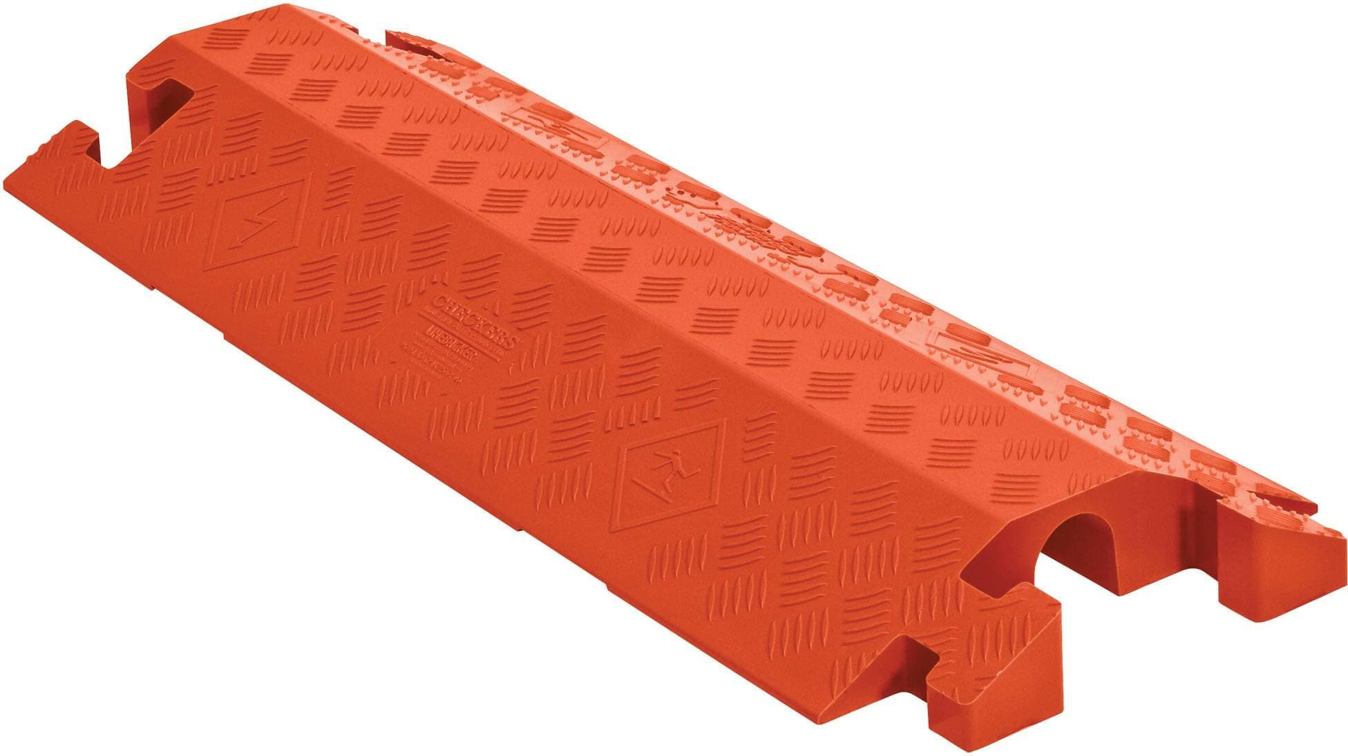 Linebacker CP1X225-GP-DO-O Polyurethane Heavy-Duty General-Purpose 1-Channel Drop-Over Cable Protector with 2.25" Channel and T-Shaped Connectors, Orange, 36" Length x 14.25" Width x 3" Height