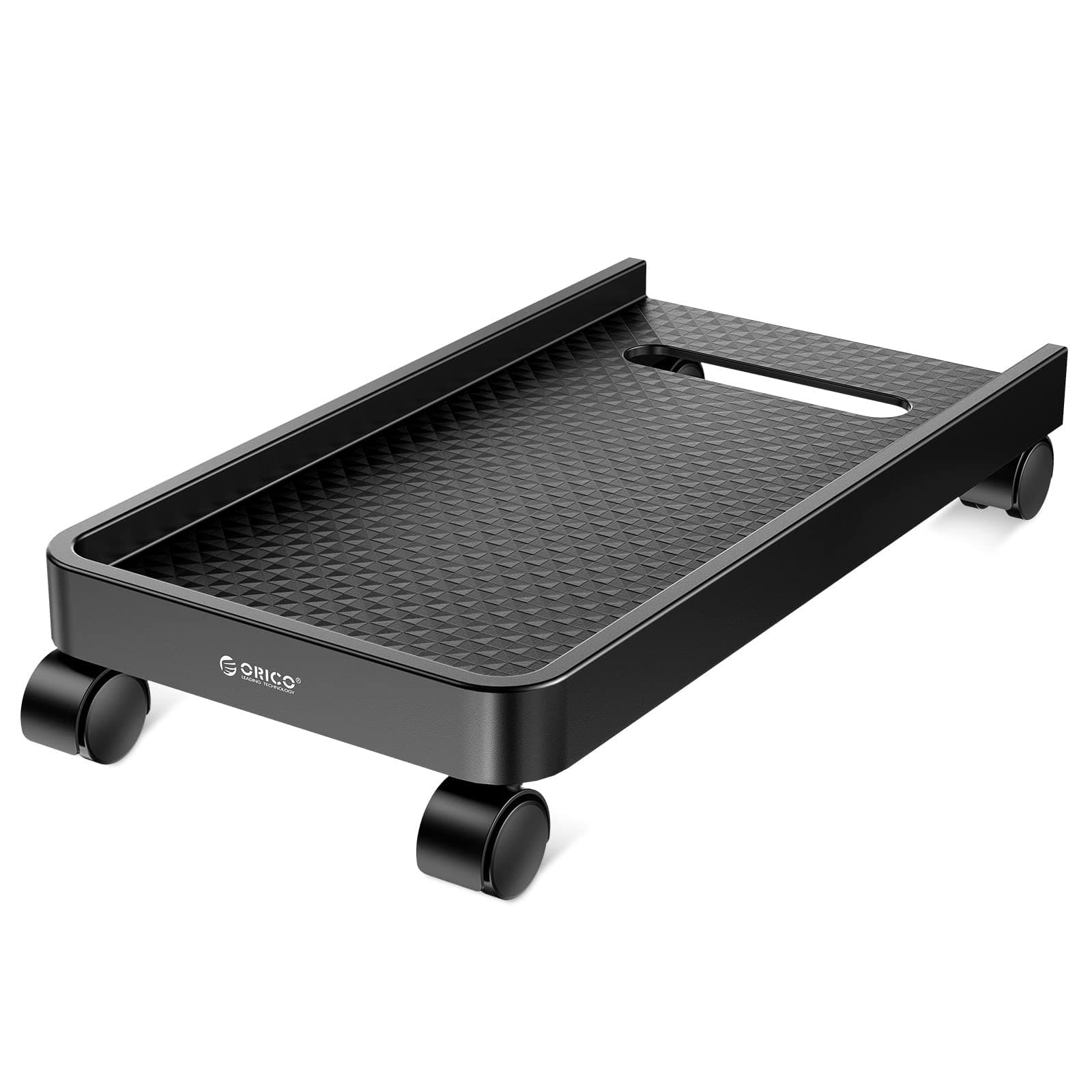 Orico Computer Tower Stand, Mobile CPU Holder with Protective Sides and 4 Caster Wheels Computer Tower Stand Carts on Carpet Fits for Most Computer Tower, Gaming PC, ATX Case, PC Holder