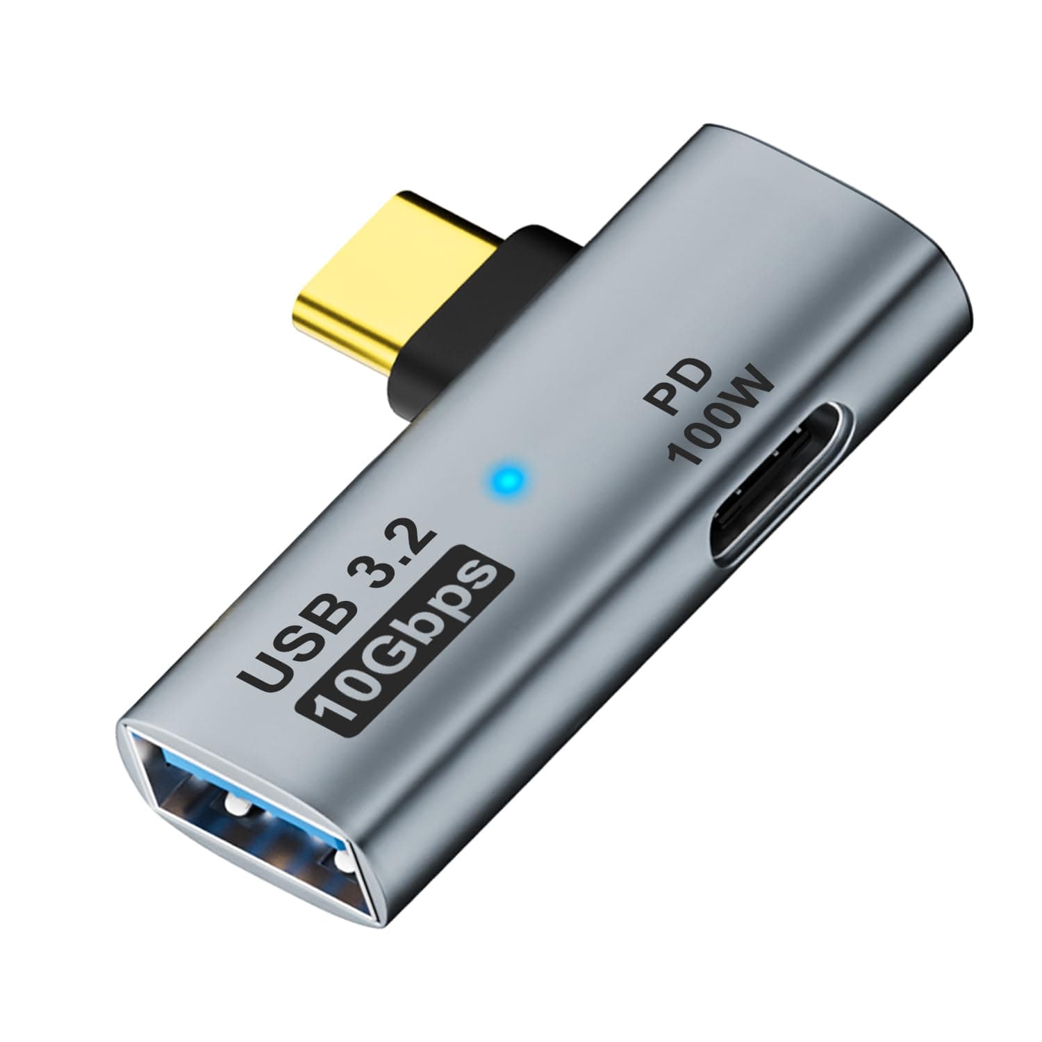 AreMe 2-in-1 USB C to USB 3.2 Adapter with 100W Charging Port, Thunderbolt 4/3 OTG Converter for Rog Ally, Steam Deck, Quest 2, iPhone 15 Series, iPad, MacBook and More Type C Device - Grey