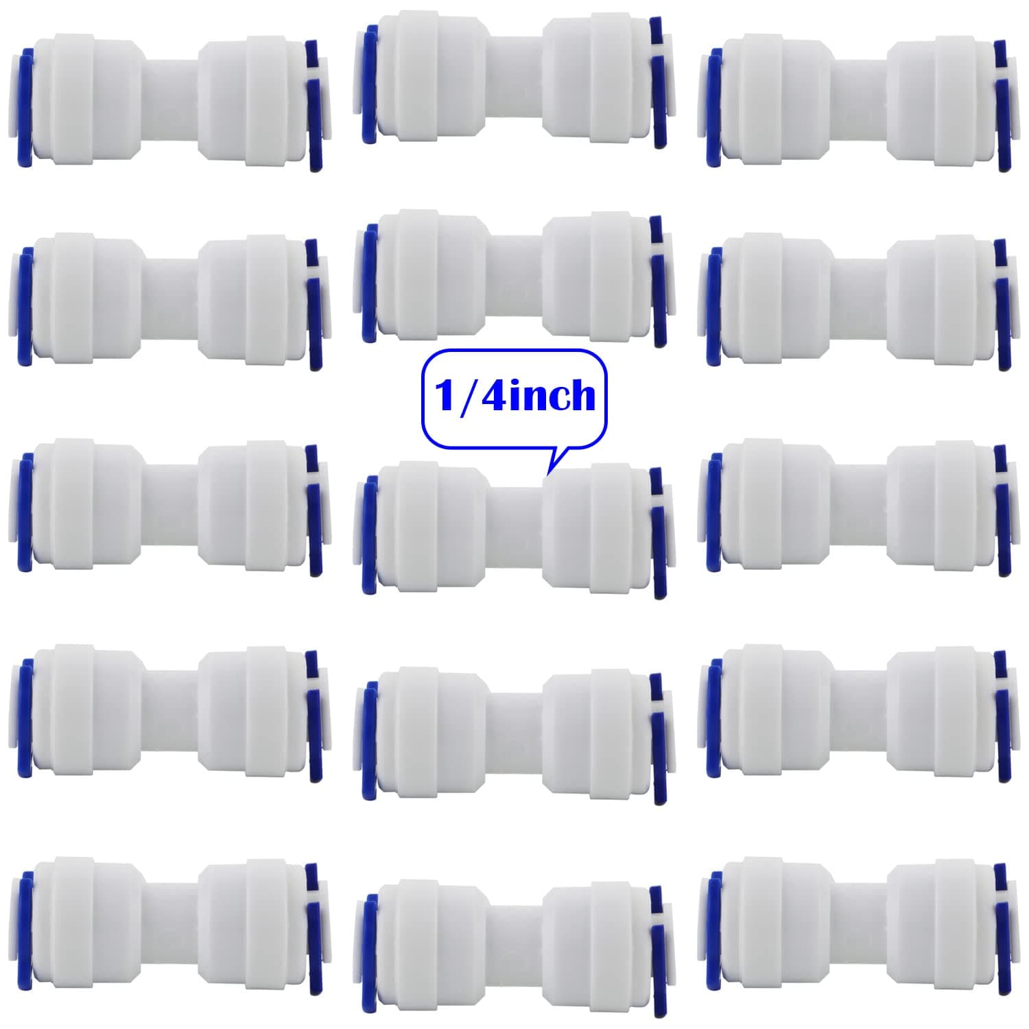 CESFONJER1/4" Pushfit Straight Connector | 1/4" Pushfit Fitting | Ro Water Filter Fitting | For Water Filter Dispensers and Reverse Osmosis (15 Pcs)
