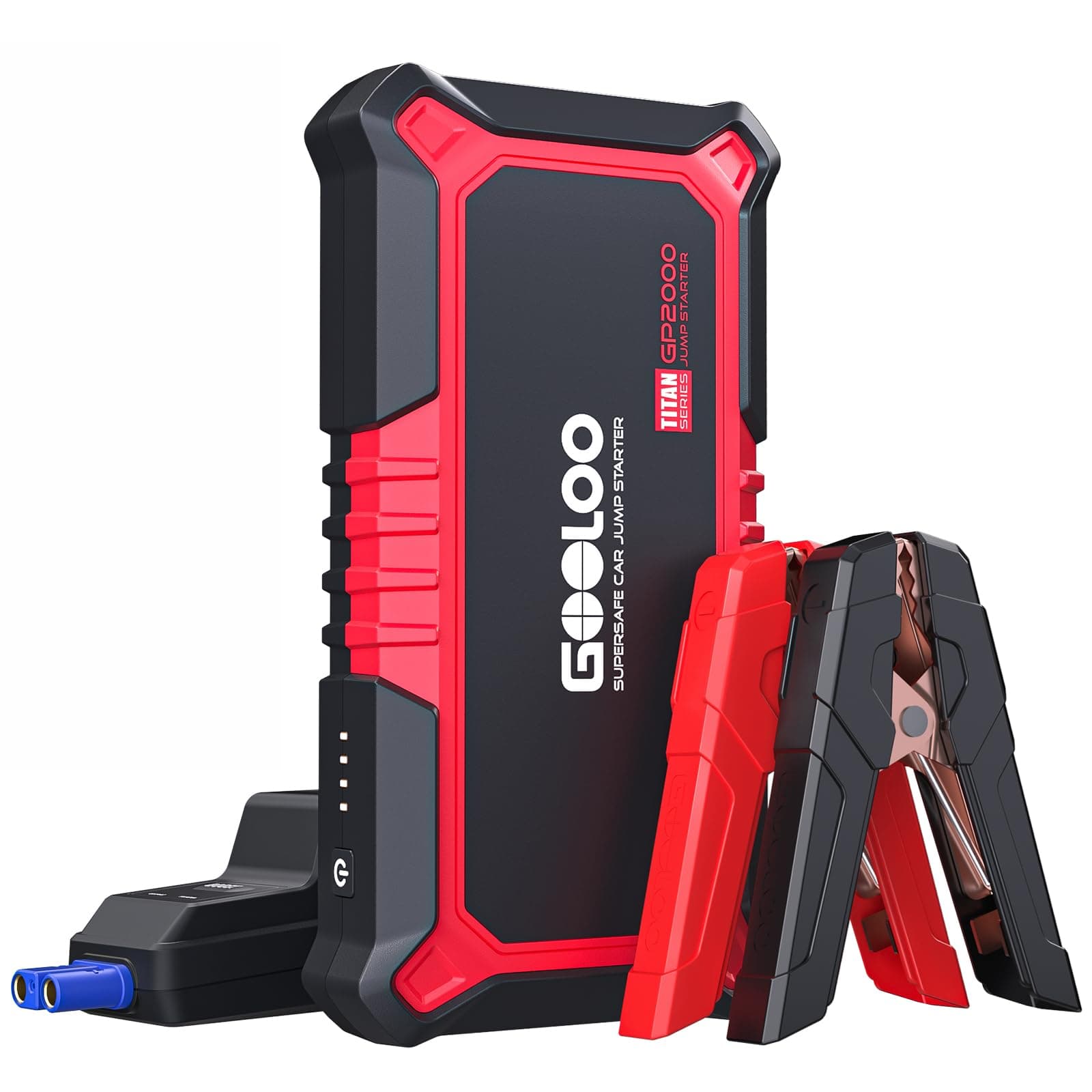 New GP2000 Jump Starter, 12V 2000A Car Jumper Starter(Up to 8.0L Gas, 6.0L Diesel Engines), SuperSafe Portable Battery Charger, Auto Lithium Box Booster Pack with USB Quick Charge, red