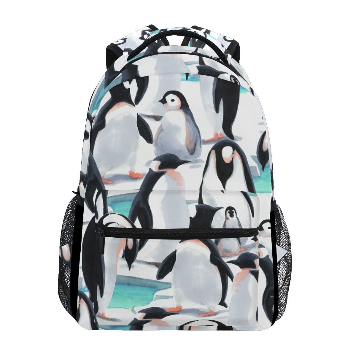 Hunihuni Penguin Pattern Durable Backpack College School Book Shoulder Bag Daypack for Boys Girls Man Woman