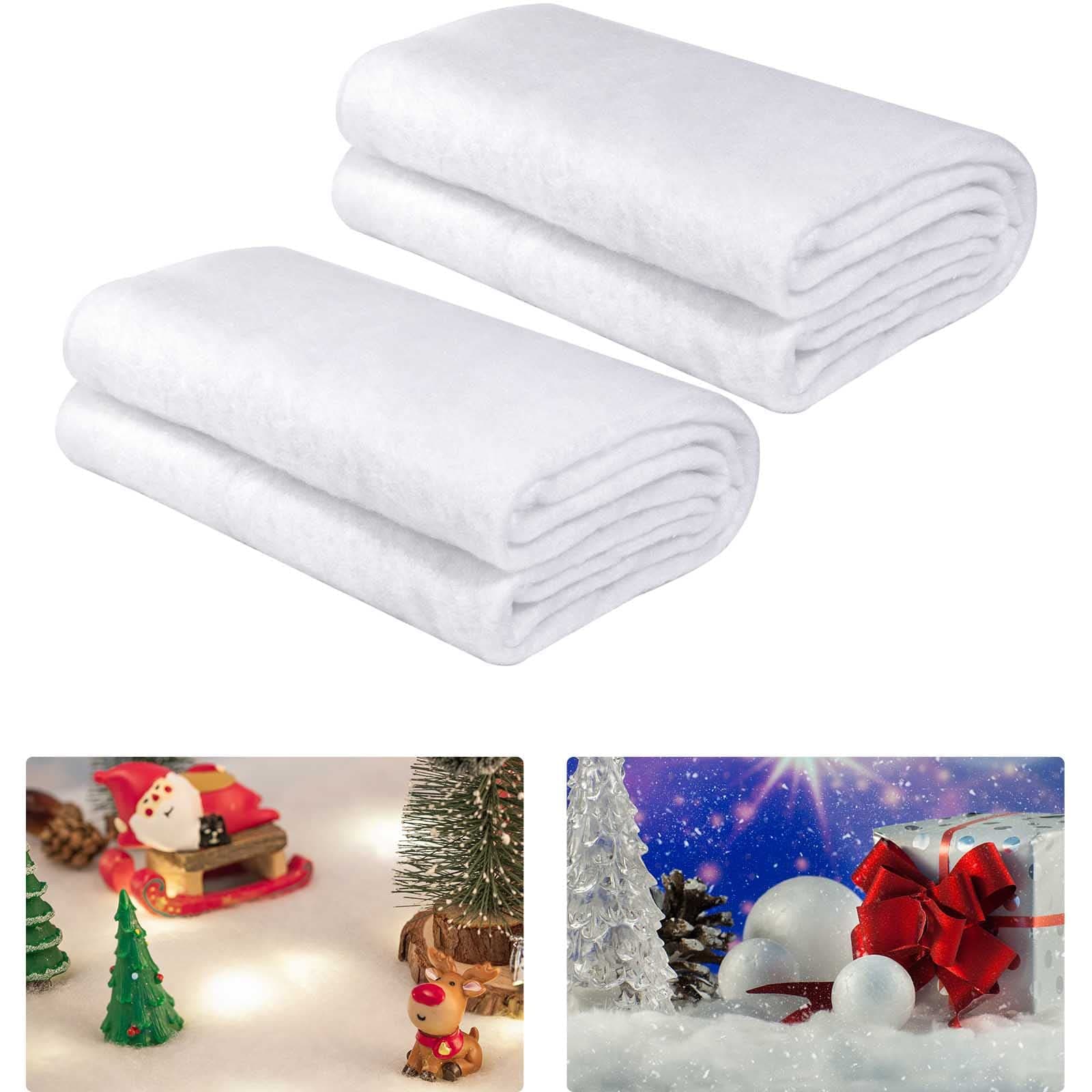 HLARTNET Christmas Snow Blanket Roll - 2 Pack 3 x 8 Ft Fake Snow Blanket for Christmas Decoration Large Artificial Thickened Christmas Faux Snow Carpet Sheet for Crafts Christmas Village Decorations