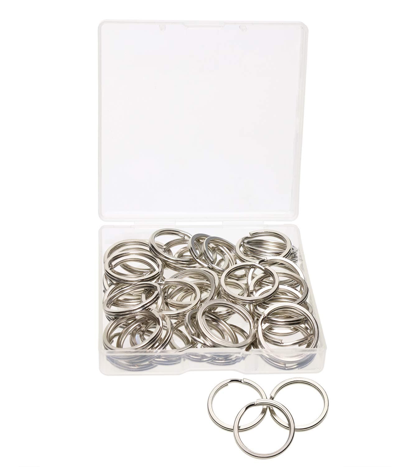 Shapenty0.75Inch Small Split Flat Metal Key Ring Clip Holder, Silver, 50PCS