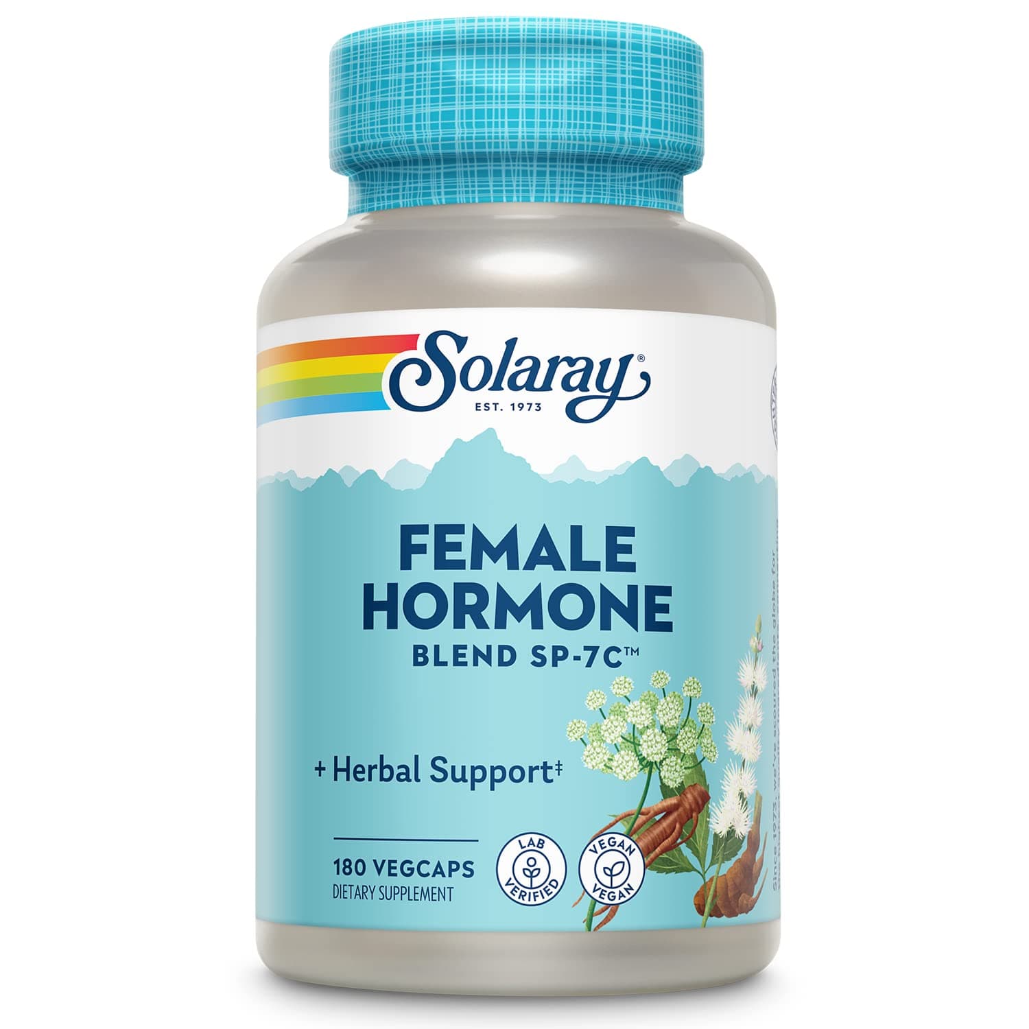 SOLARAY Female Hormone Blend SP-7C, Herbal Blend Includes Black Cohosh, Dong Quai, Passion Flower, Saw Palmetto, Wild Yam & More 180 VegCaps