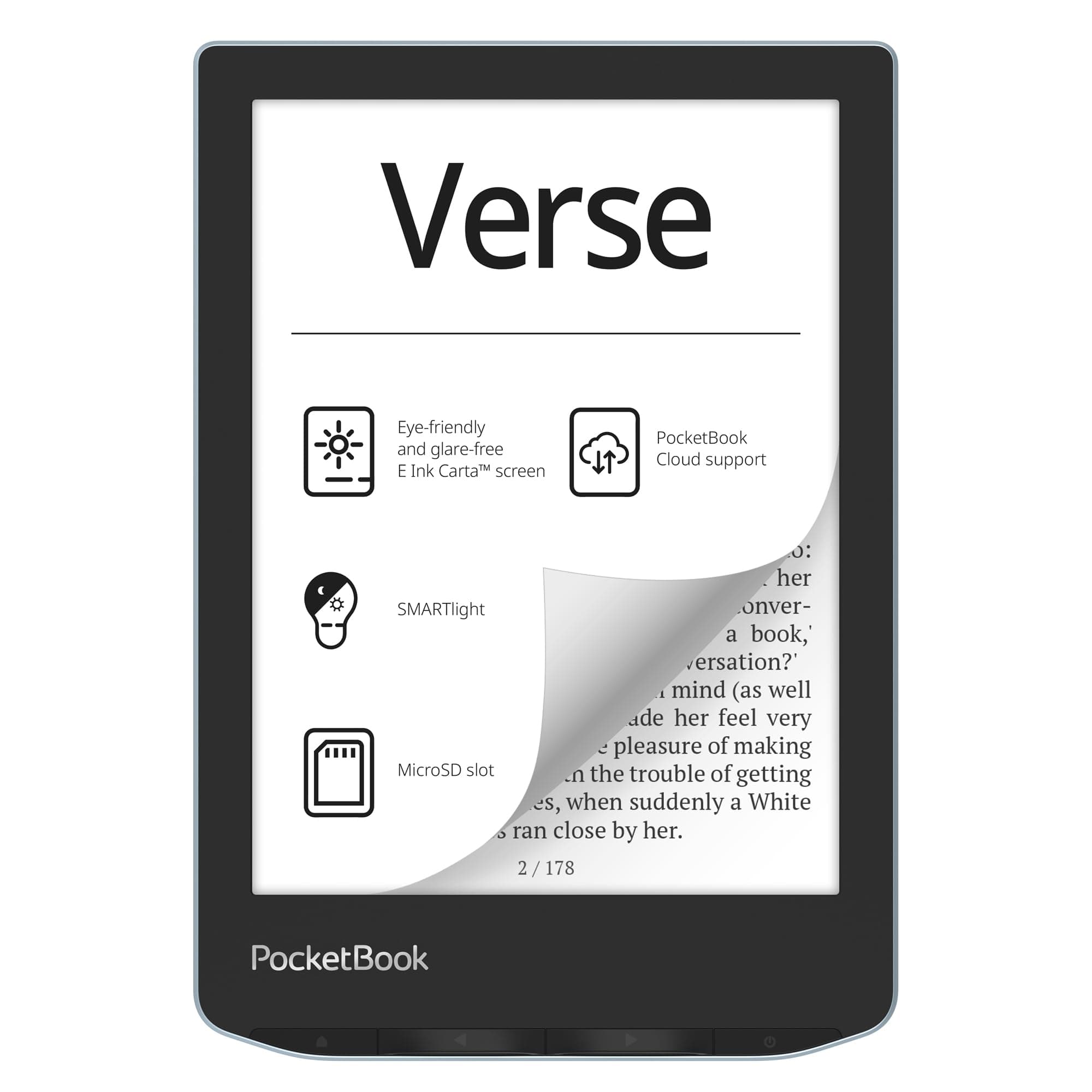 Verse E-Readers - Eye-Friendly 6'' E-Ink Carta™ HD Touchscreen - Adjustable SMARTlight - Up to 1 Month of Battery Life - Wi-Fi & Memory Card Slot - E-Book Reader in Bright Blue
