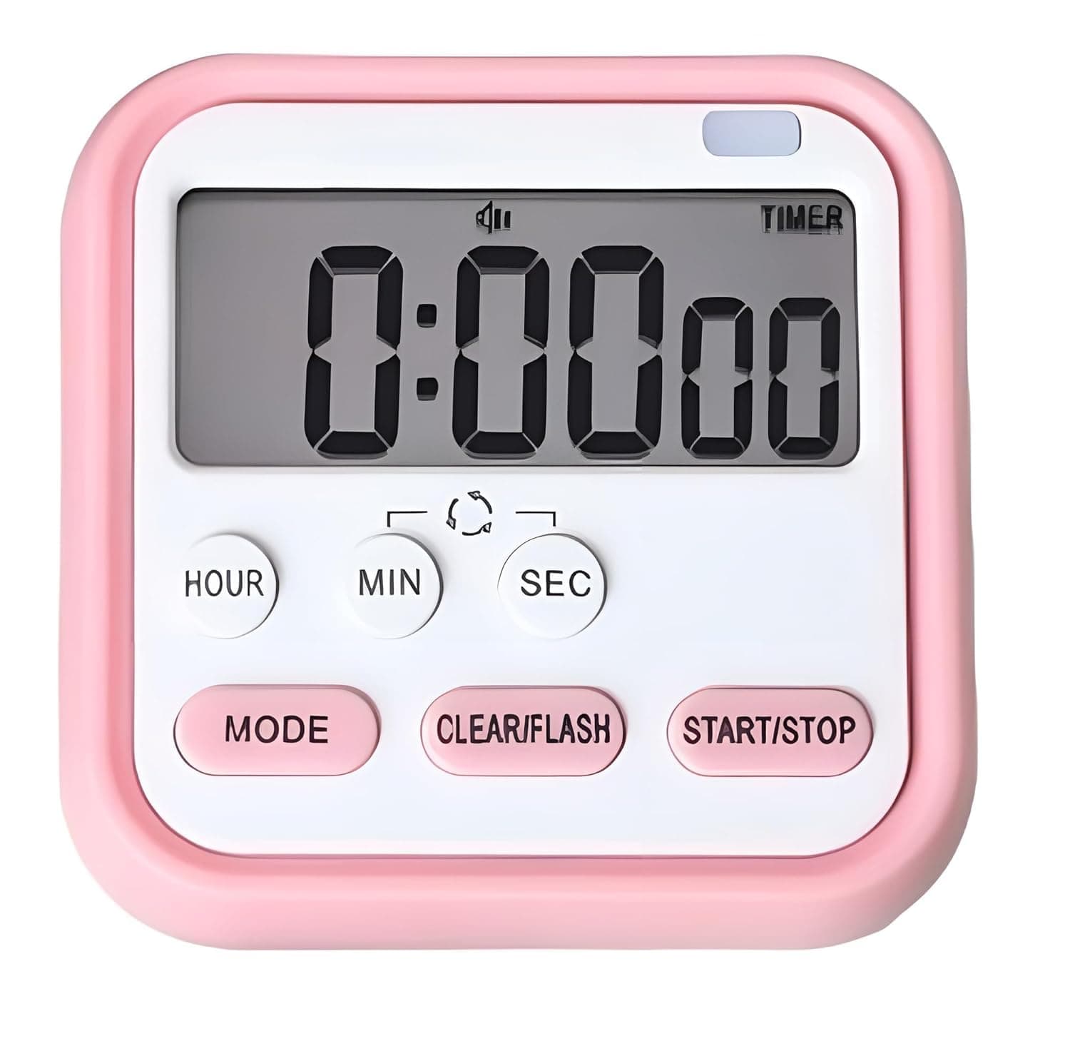 RIVAAN Digital Magnetic 2-in-1 Timer and Stopwatch - Kitchen Timers with Alarm, Large Display Study, Loud Alarm for Cooking, Chess Clock, Egg Timer for Boiling Eggs (Pink)