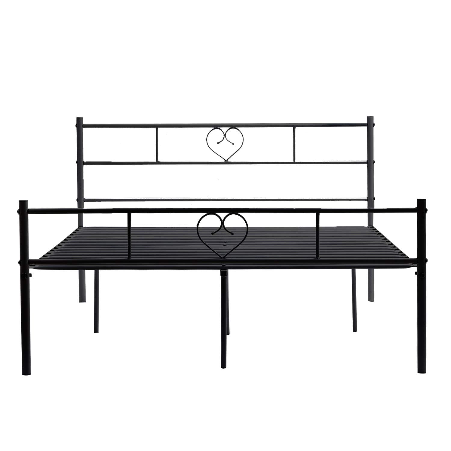 H.J WeDoo Metal Double Bed 4ft 6 Bed Frame Solid Bedstead Base in Black