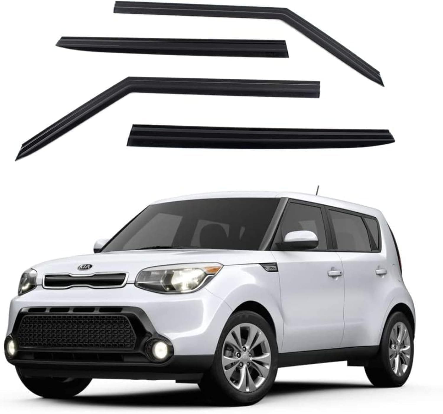 Smoke Window Visor Sun Rain Vent Guard 4 Pcs Set for Soul 2014~2019 Out Channel Visor