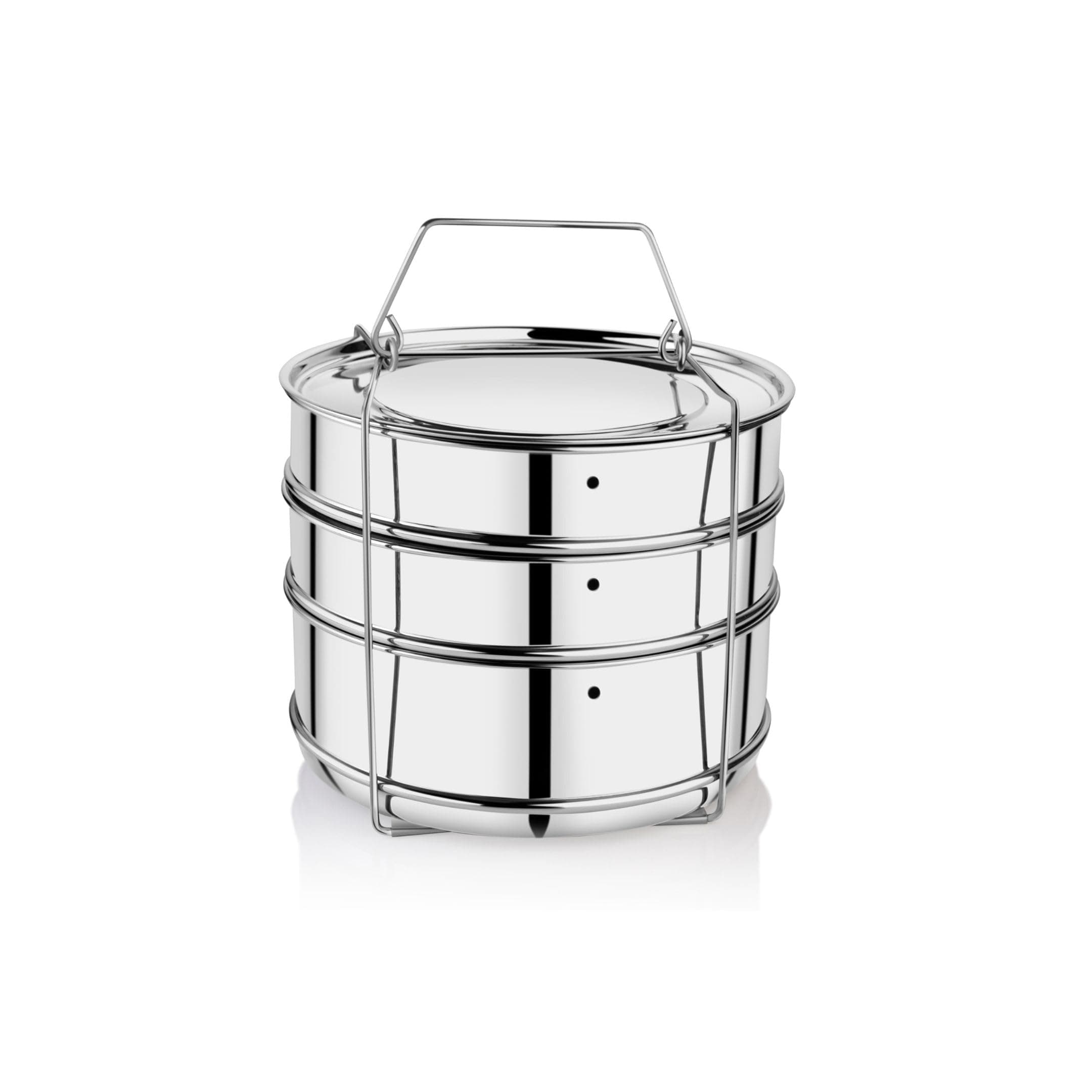 Embassy SS Cooker Separator H6.5 Suitable for 5 Litres Prestige Popular and Popular Plus Outer Lid Pressure Cookers (2 Containers With Lifter, Stainless Steel)