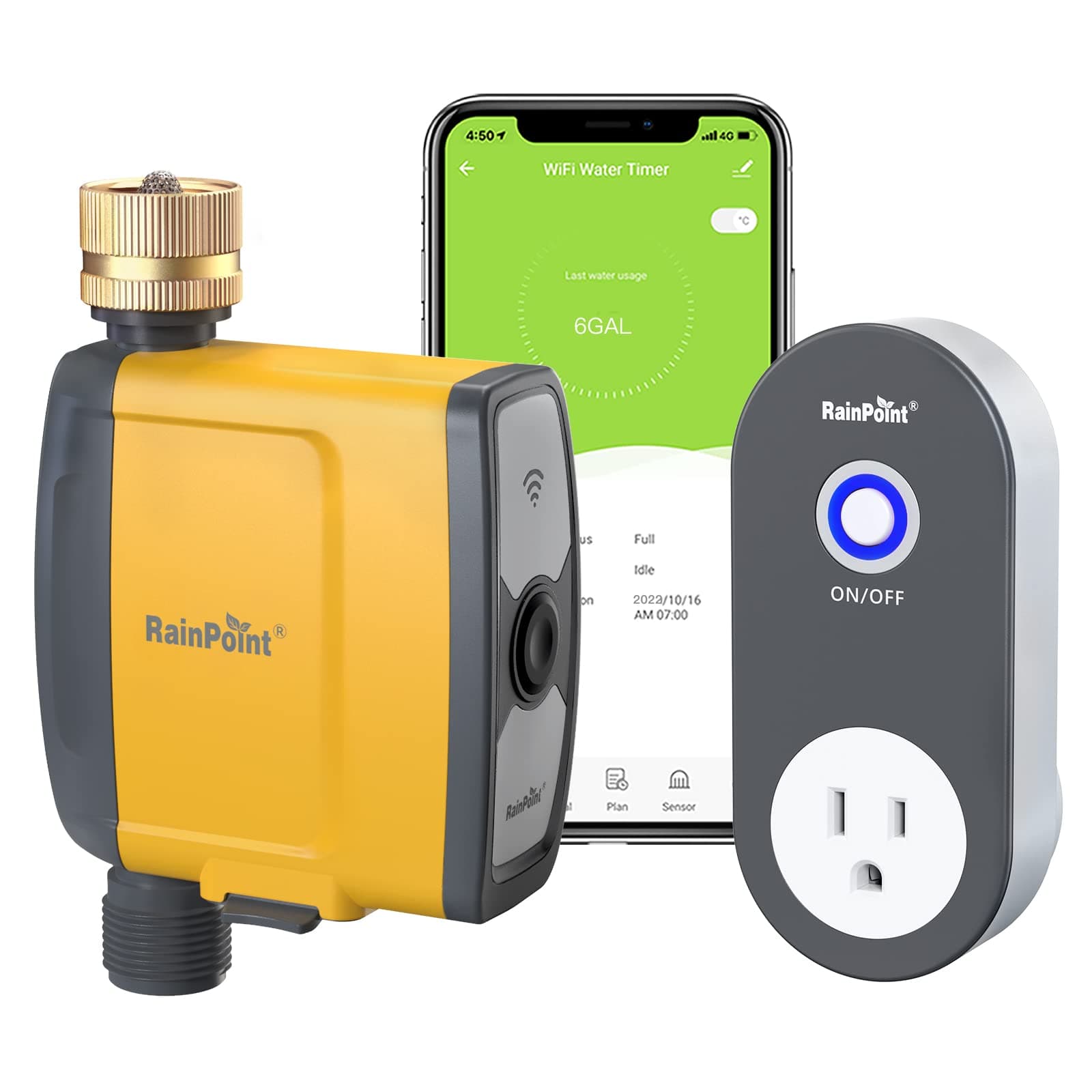 WiFi Water Timer, Smart Hose Timer WiFi Irrigation Controller, Wireless Watering System Valve, APP & Voice Control, Weather-Based Automatic Rain Delay, Brass Inlet