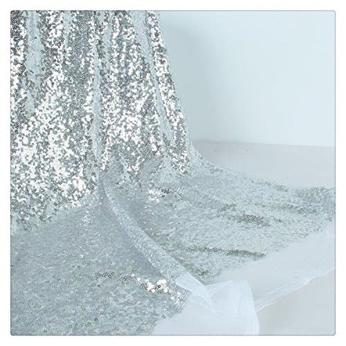 3mm Silver Sparkle Sequins Fabric for Sewing Costumes Knit Dot Strechy Sold by Half of The Yard Tablecloth Linen Sequin Tablecloth Table Runner