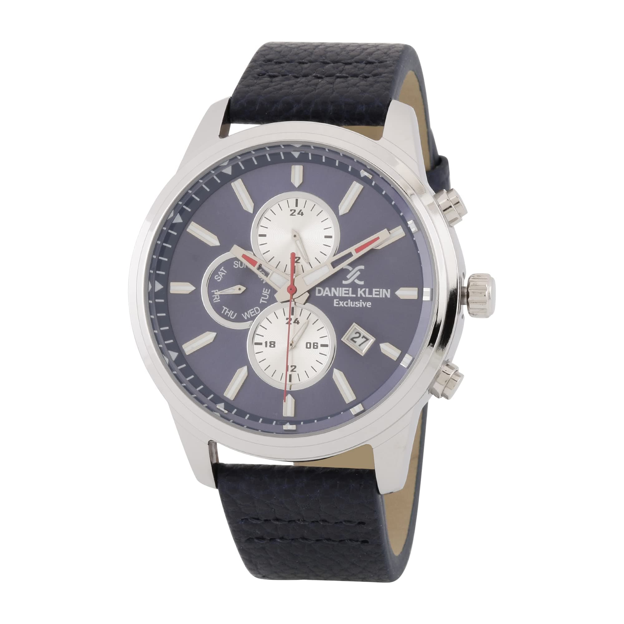 Daniel Klein Leather Analog Blue Dial Men's Watch-DK.1.12817-6