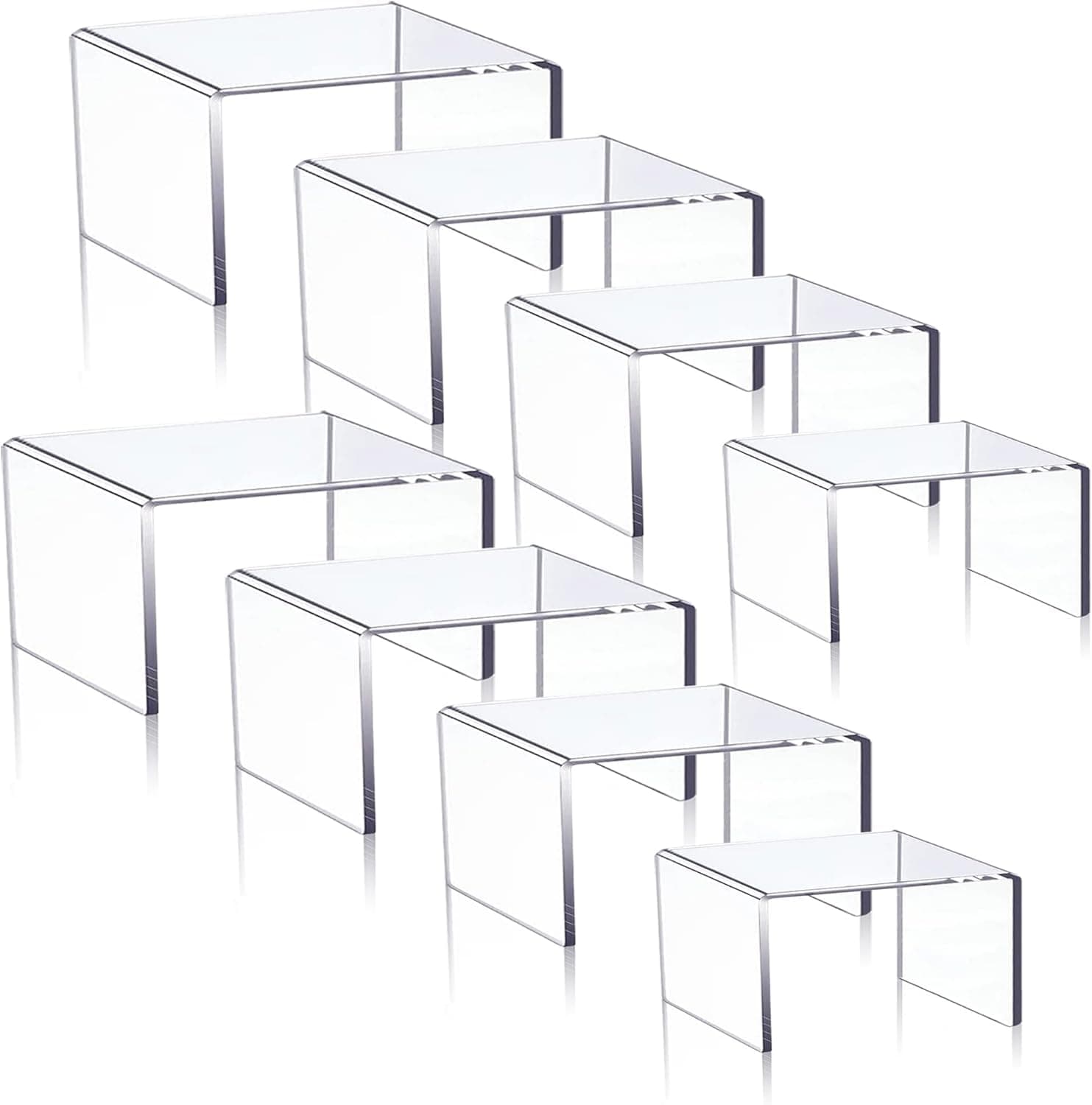 Set of 8 Clear Acrylic Display Risers Cupcakes Holder Sweet Stand Display Transparent Showcase Stands,Candy Bar Risers,Acrylic Lifts Display for Figures