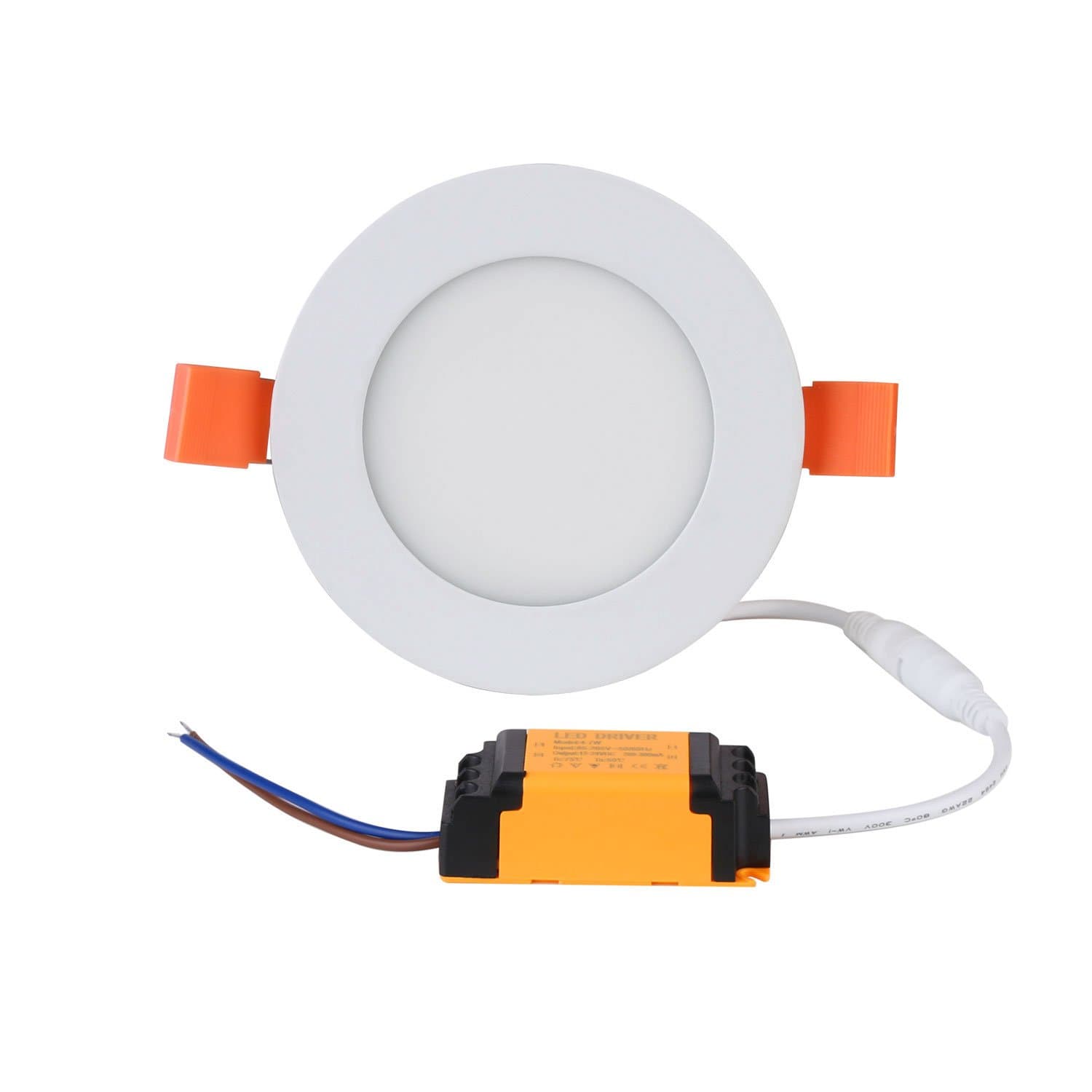 Flat LED Panel Light Lamp, Ultra-Thin Round LED Recessed Panel Light, High Brightness 5500K Ceiling Light Panels, Hole Size 4.1 INCH, LED Driver Include (6W, Cold White)