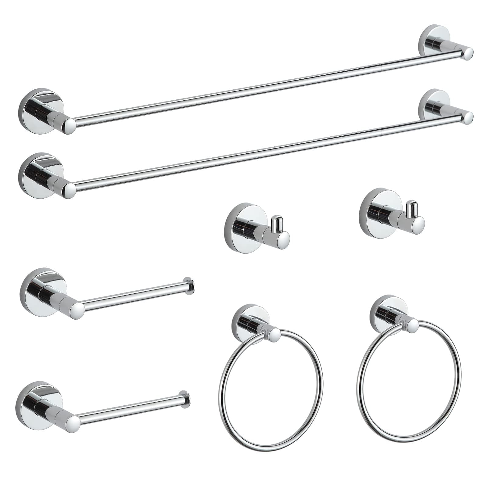 BGL Bathroom Hardware Set Chrome Bathroom Accessory Set Towel Bar 8 Pieces Set