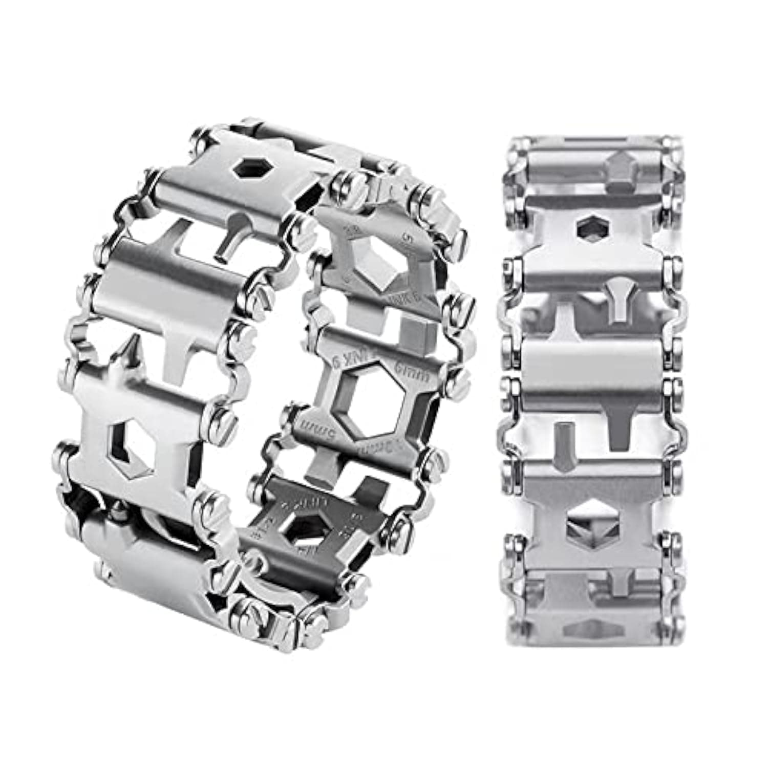 Multitool Bracelet for Men, 29 in 1 Tools Stainless Steel Multifunctional Bracelet, Travel Friendly, Multitool Survival Bracelet Suitable for Sailing Travel Camping Hiking - Silver, Stainless Steel